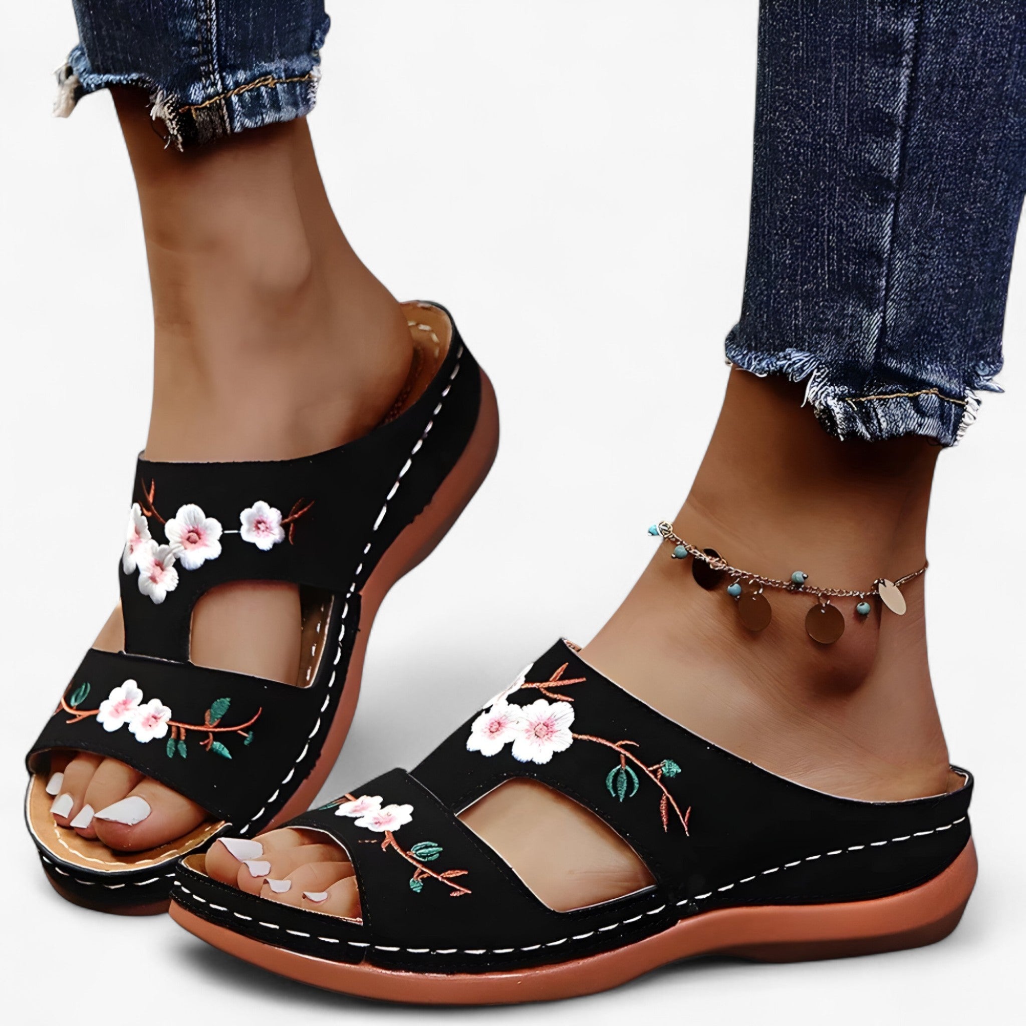 Anne | Sandali con fiori - Eleganti e comodi