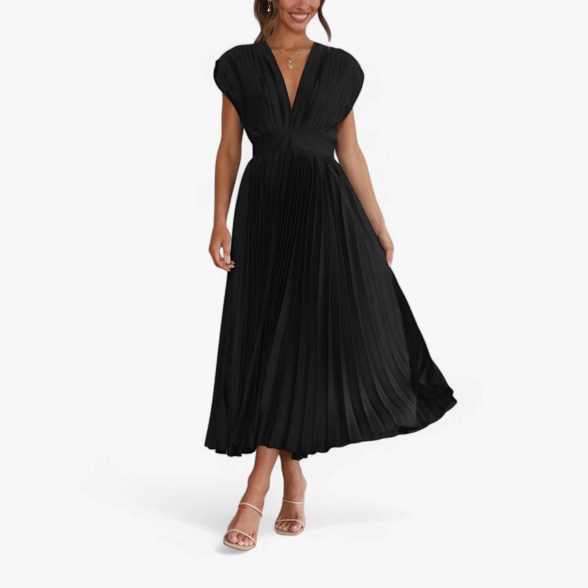 Ava | Maxi abito a pieghe - Elegante e confortevole - Nero - - Concept Palermo