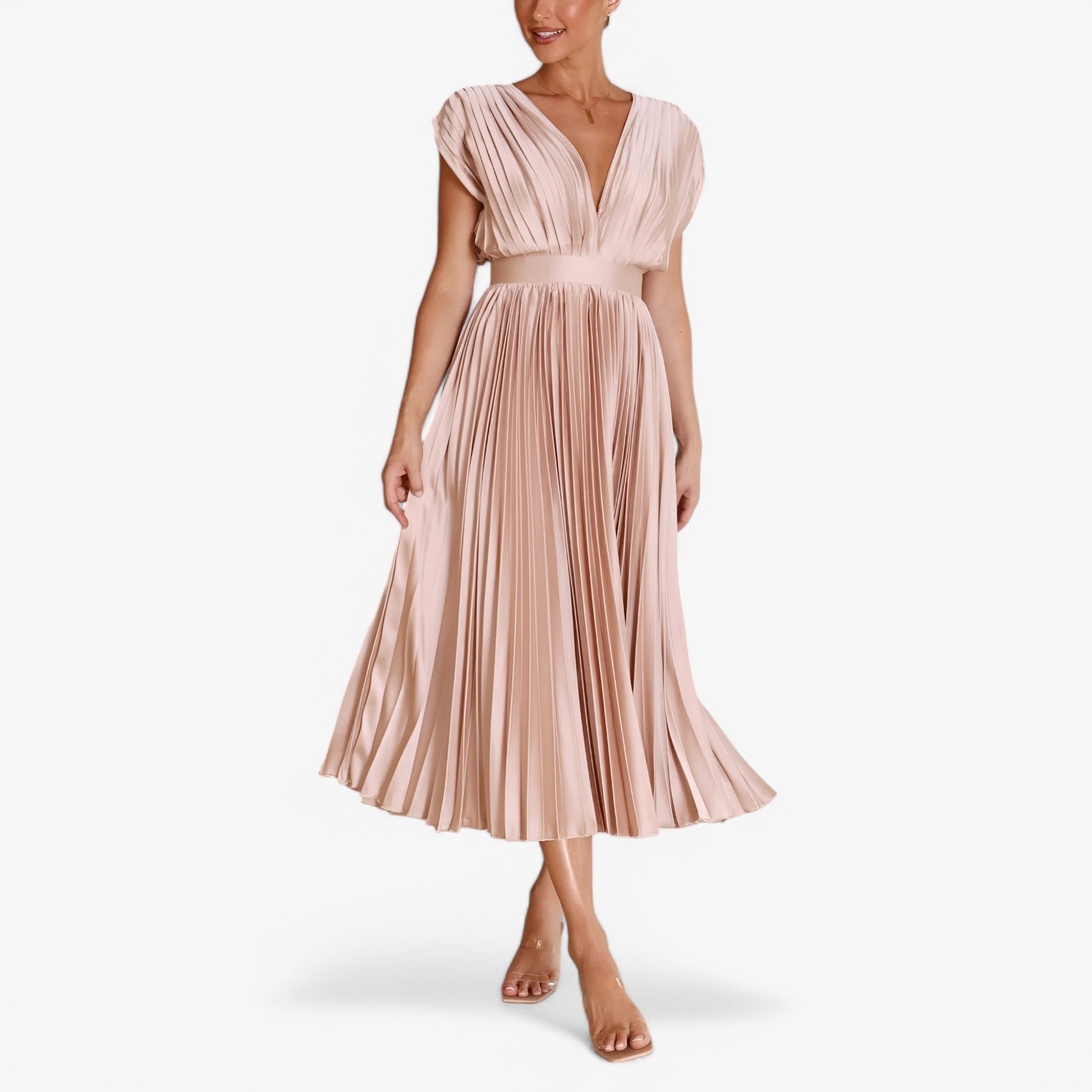 Ava | Maxi abito a pieghe - Elegante e confortevole - Champagne - - Concept Palermo