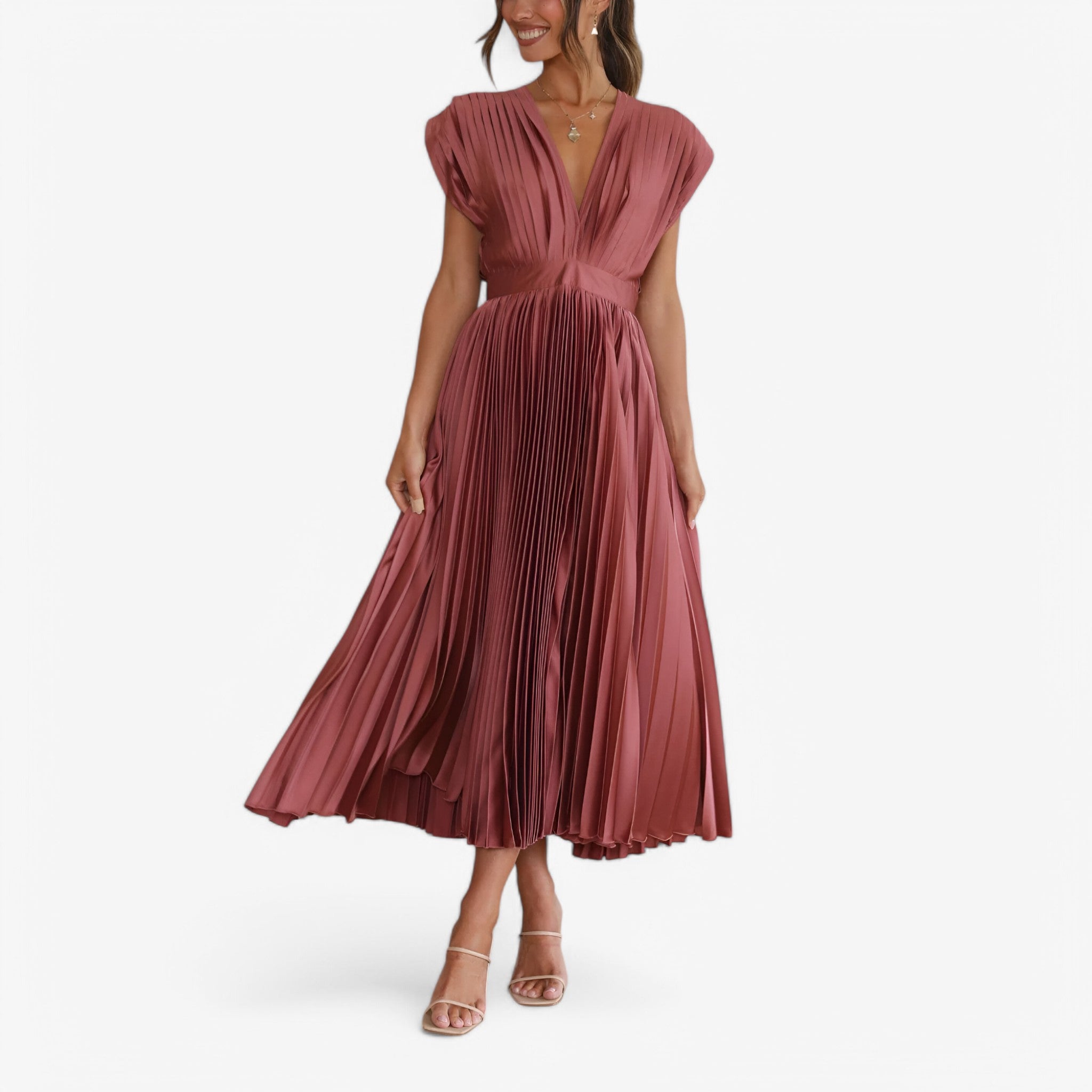 Ava | Maxi abito a pieghe - Elegante e confortevole - Rosa rosso - - Concept Palermo