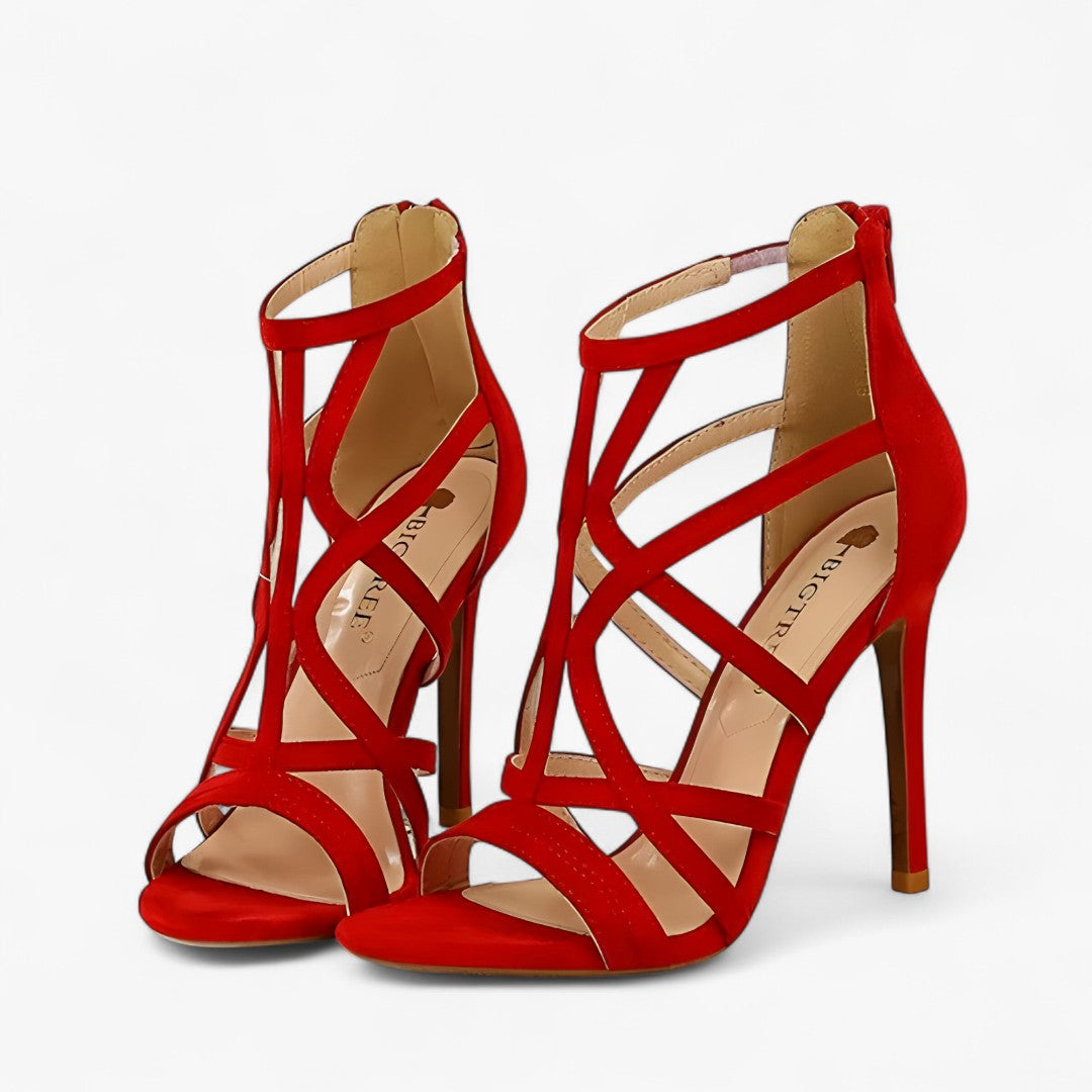 Aria | Sandali con tacco alto e ritagli – Femminili e seducenti - Rossa - Dames Schoenen - Concept Palermo