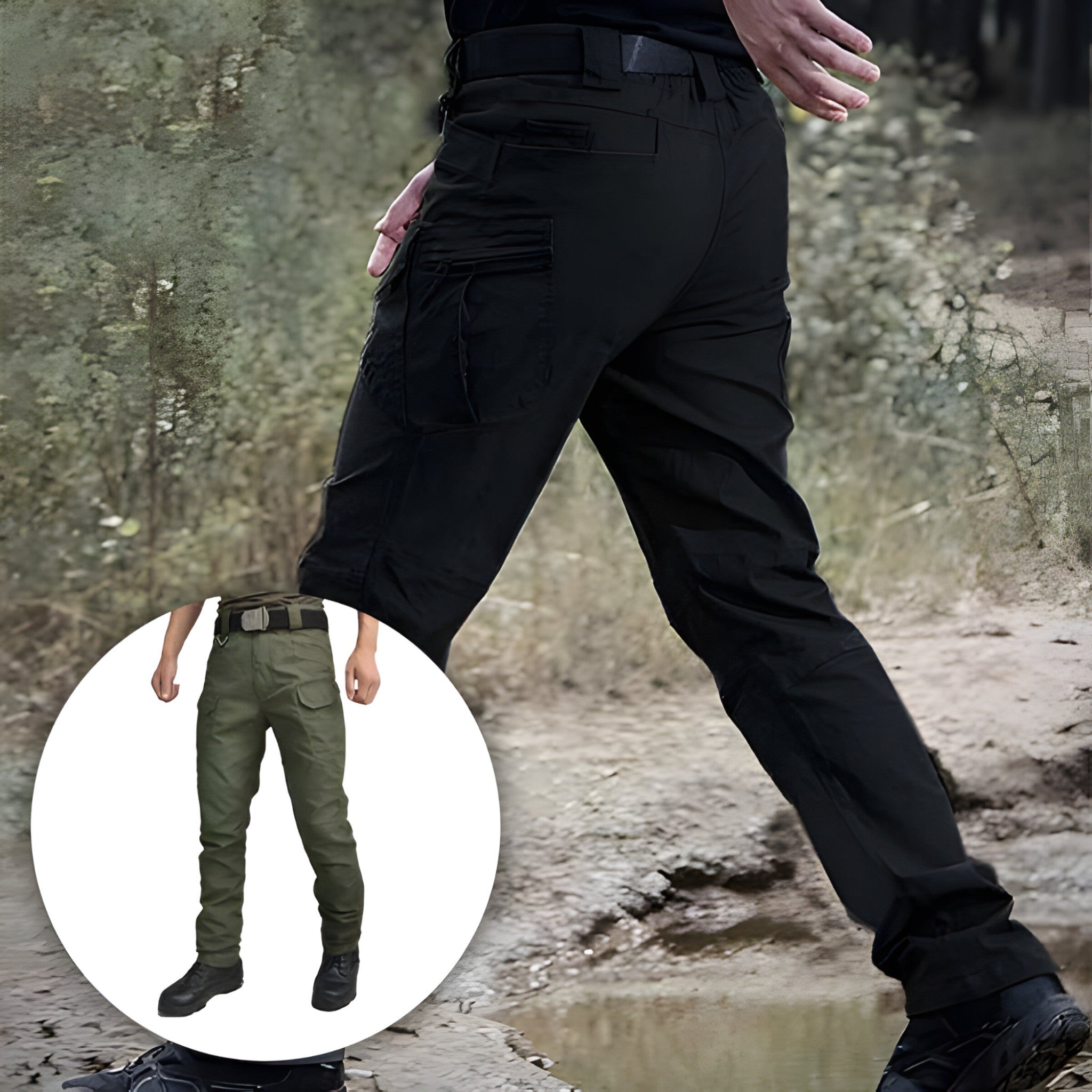 Leo | Pantaloni Tattici in Poliestere Traspiranti da Uomo - - arbejdsbukser elastisk pasform fritidsbukser funktionelle bukser holdbare bukser komfortable bukser rummelige lommer sportbukser til mænd taktiske bukser udendørs bukser - Concept Palermo