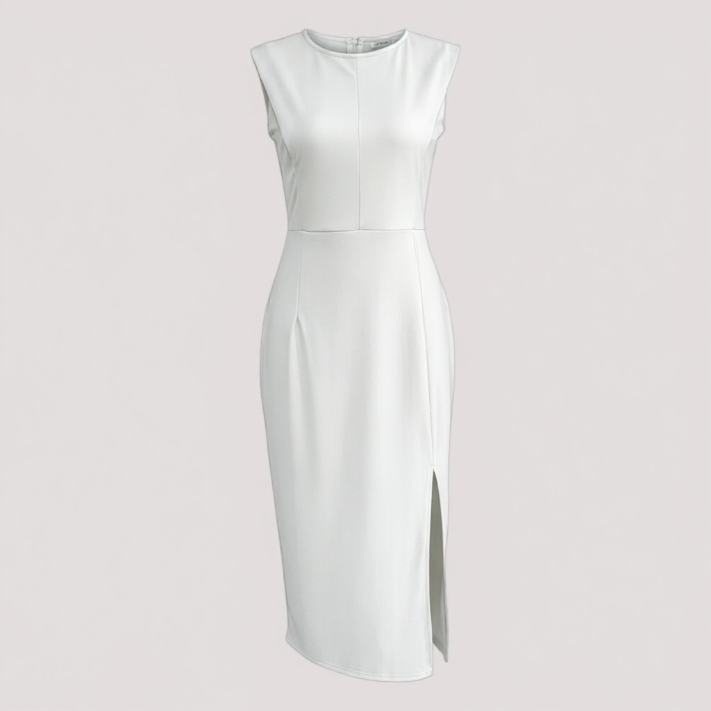 Ravinia | Abito Midi Elegante - Bianco - abiti per eventi abito da cocktail abito midi elegante abito sofisticato abito versatile eleganza senza tempo moda femminile moda soirée vestito da cerimonia vestito slim fit - Concept Palermo