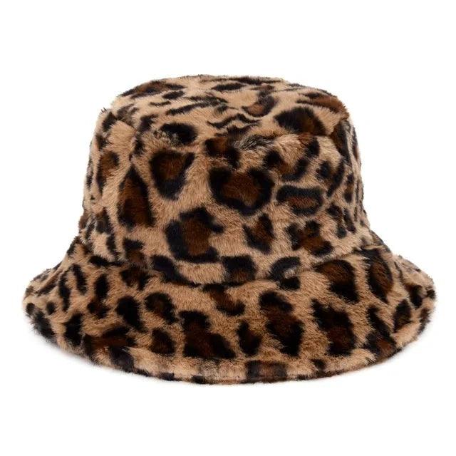 Jasmine - Inverno Cow Leopard cappello a secchiello in pelliccia sintetica - Leopardo cachi - - Concept Palermo