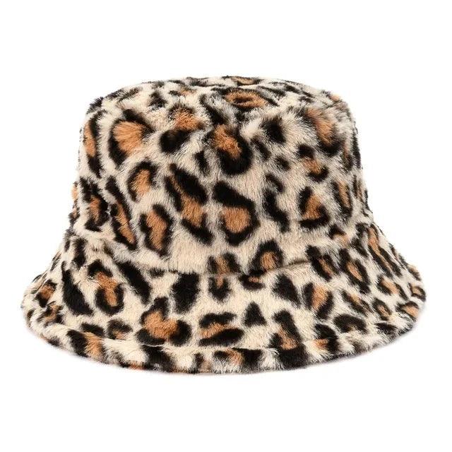 Jasmine - Inverno Cow Leopard cappello a secchiello in pelliccia sintetica - Leopardo beige - - Concept Palermo