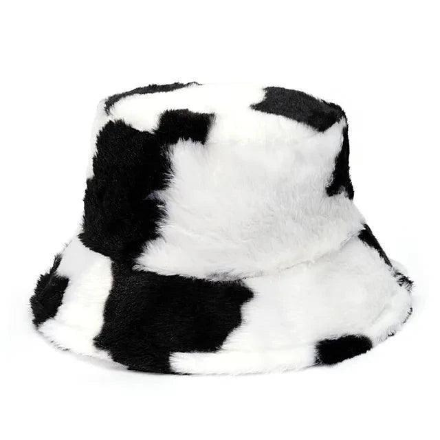 Jasmine - Inverno Cow Leopard cappello a secchiello in pelliccia sintetica - Motivo mucca - - Concept Palermo