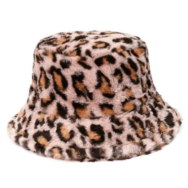 Jasmine - Inverno Cow Leopard cappello a secchiello in pelliccia sintetica - Leopardo rosa - - Concept Palermo