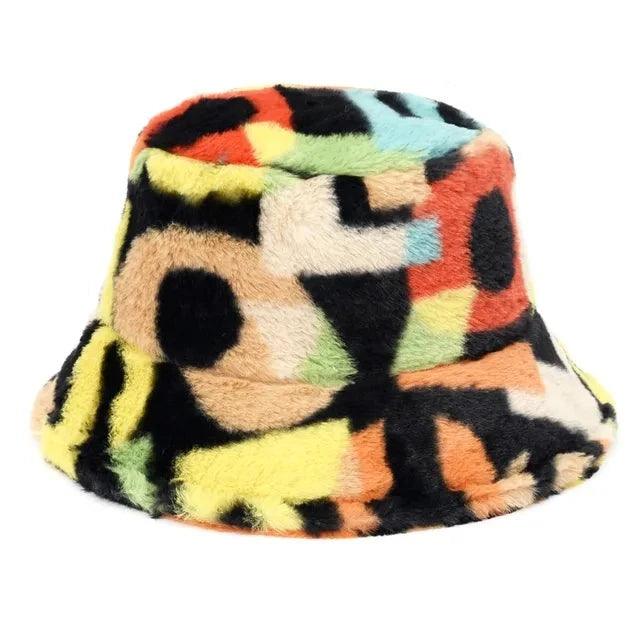 Jasmine - Inverno Cow Leopard cappello a secchiello in pelliccia sintetica - Figure arcobaleno - - Concept Palermo