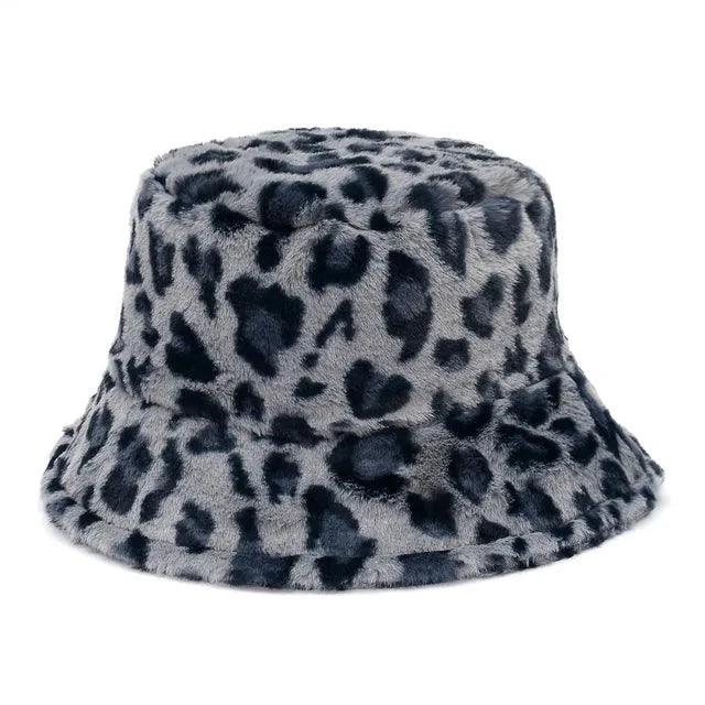Jasmine - Inverno Cow Leopard cappello a secchiello in pelliccia sintetica - Leopardo grigio - - Concept Palermo