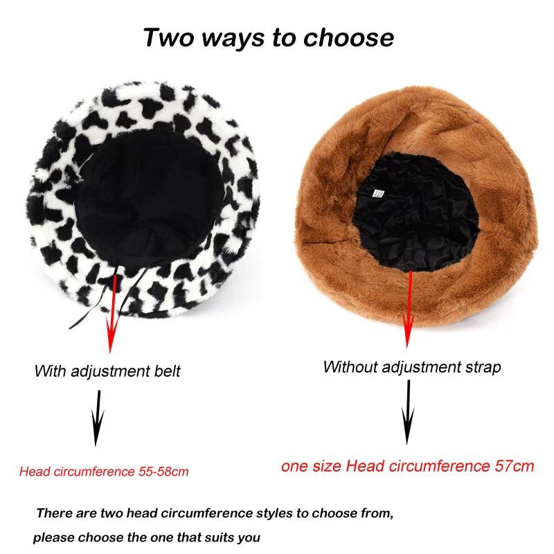 Jasmine - Inverno Cow Leopard cappello a secchiello in pelliccia sintetica - - - Concept Palermo