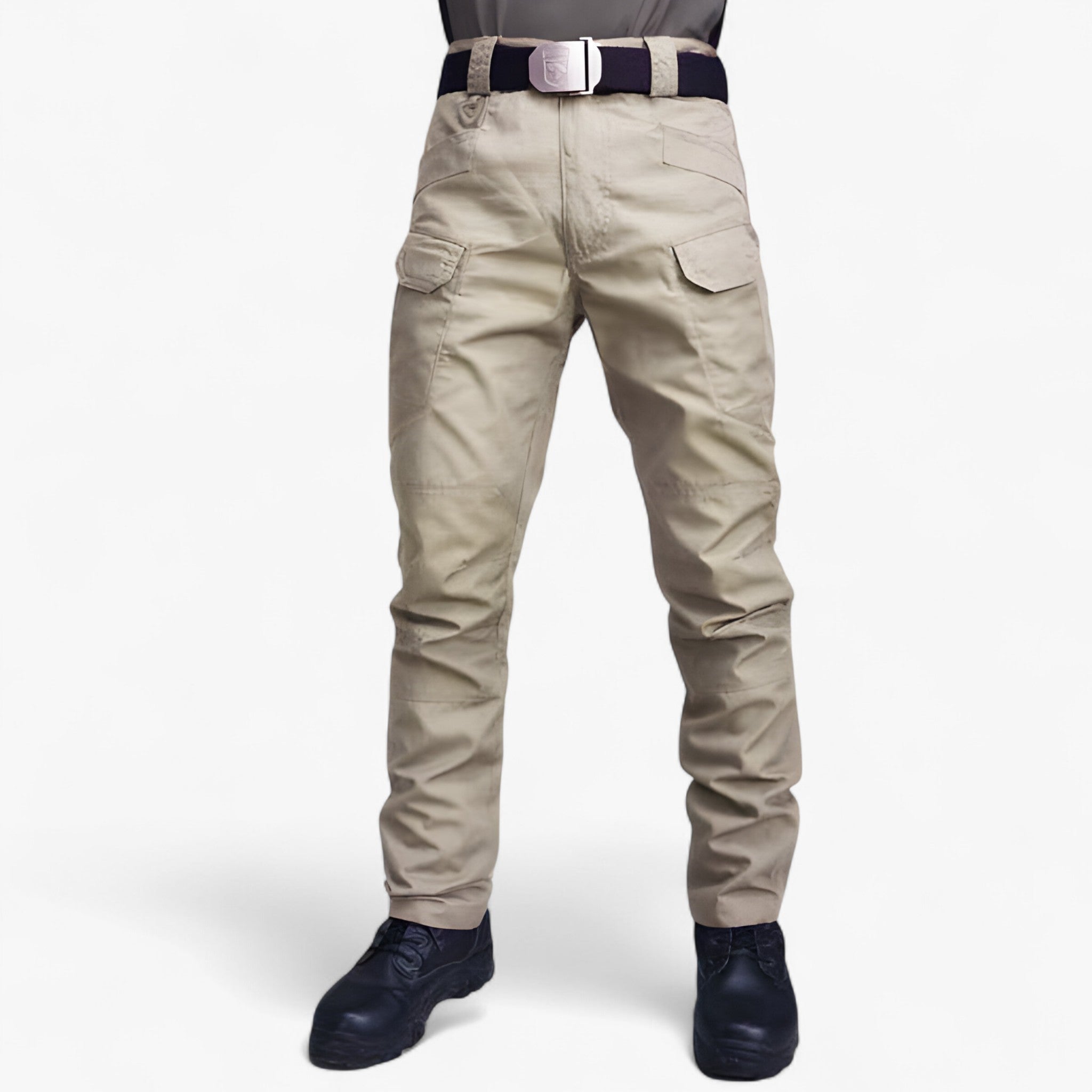 Leo | Pantaloni Tattici in Poliestere Traspiranti da Uomo - Beige - arbejdsbukser elastisk pasform fritidsbukser funktionelle bukser holdbare bukser komfortable bukser rummelige lommer sportbukser til mænd taktiske bukser udendørs bukser - Concept Palermo