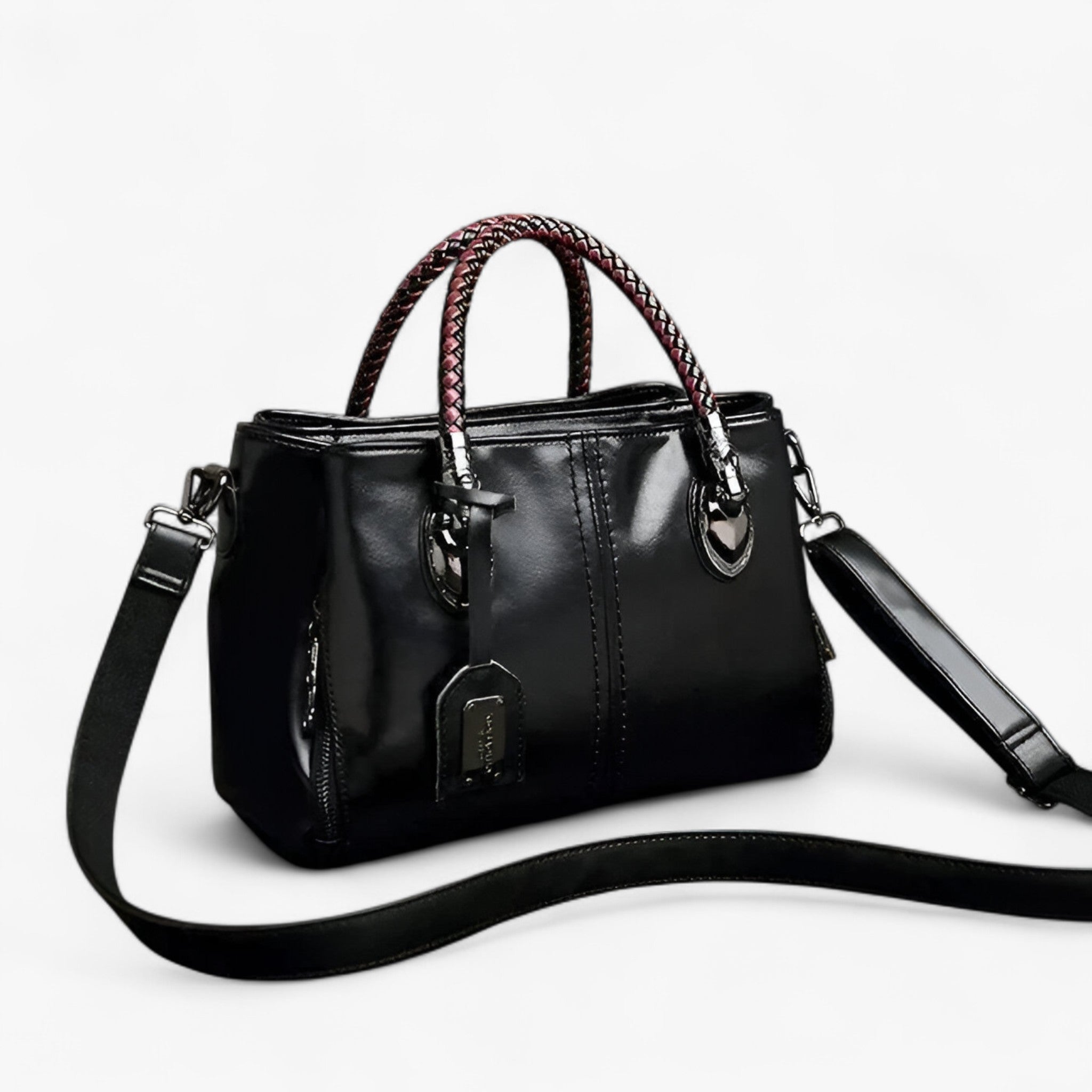 Harper - Borsa classica in pelle con manici intrecciati - Nero - bag Handbag handbags Women's handbags - Concept Palermo
