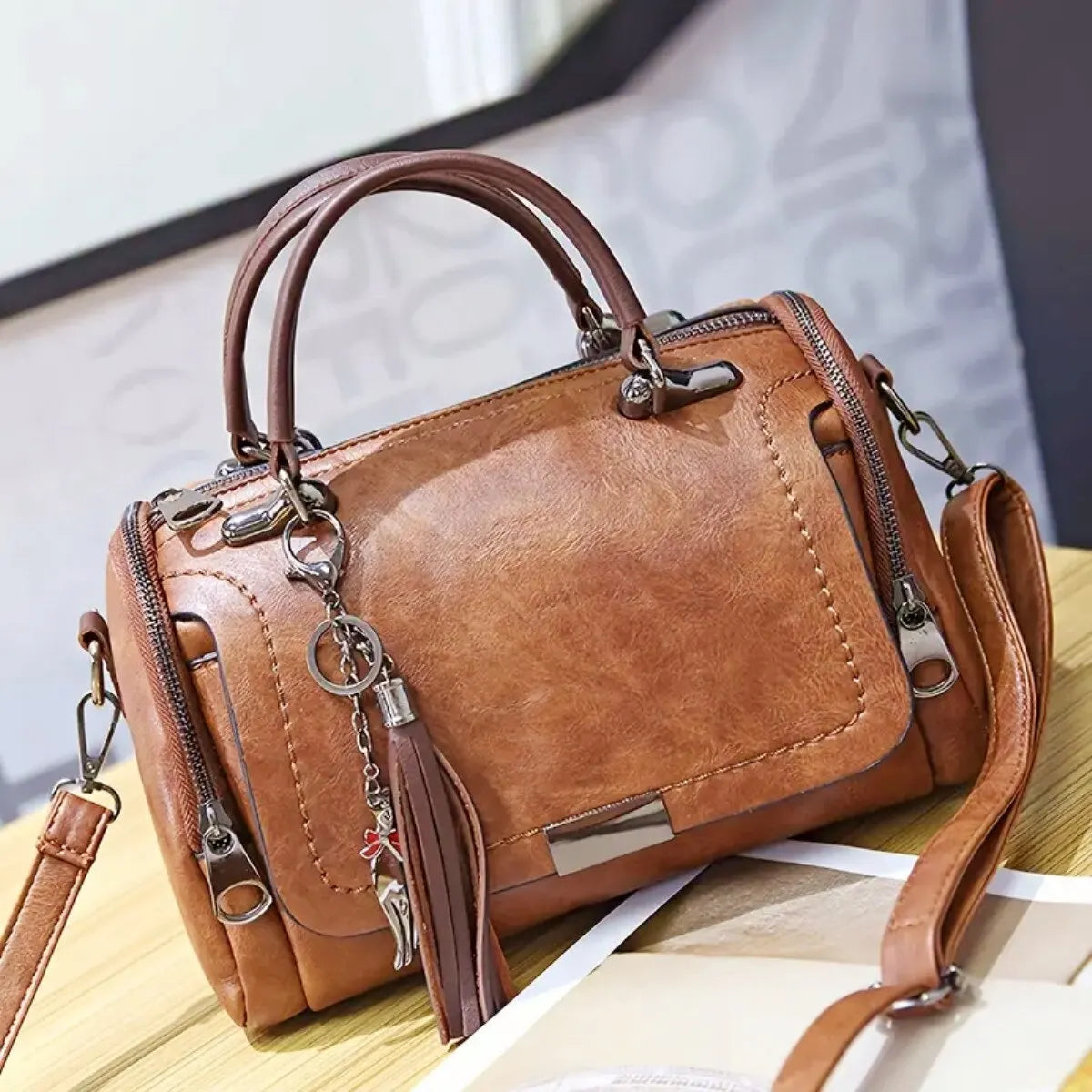 PAULIEN - Borsa a tracolla con frange per donne: grande capacità, design alla moda - marrone - Bags handbags Shoulder Bags women bags - Concept Palermo
