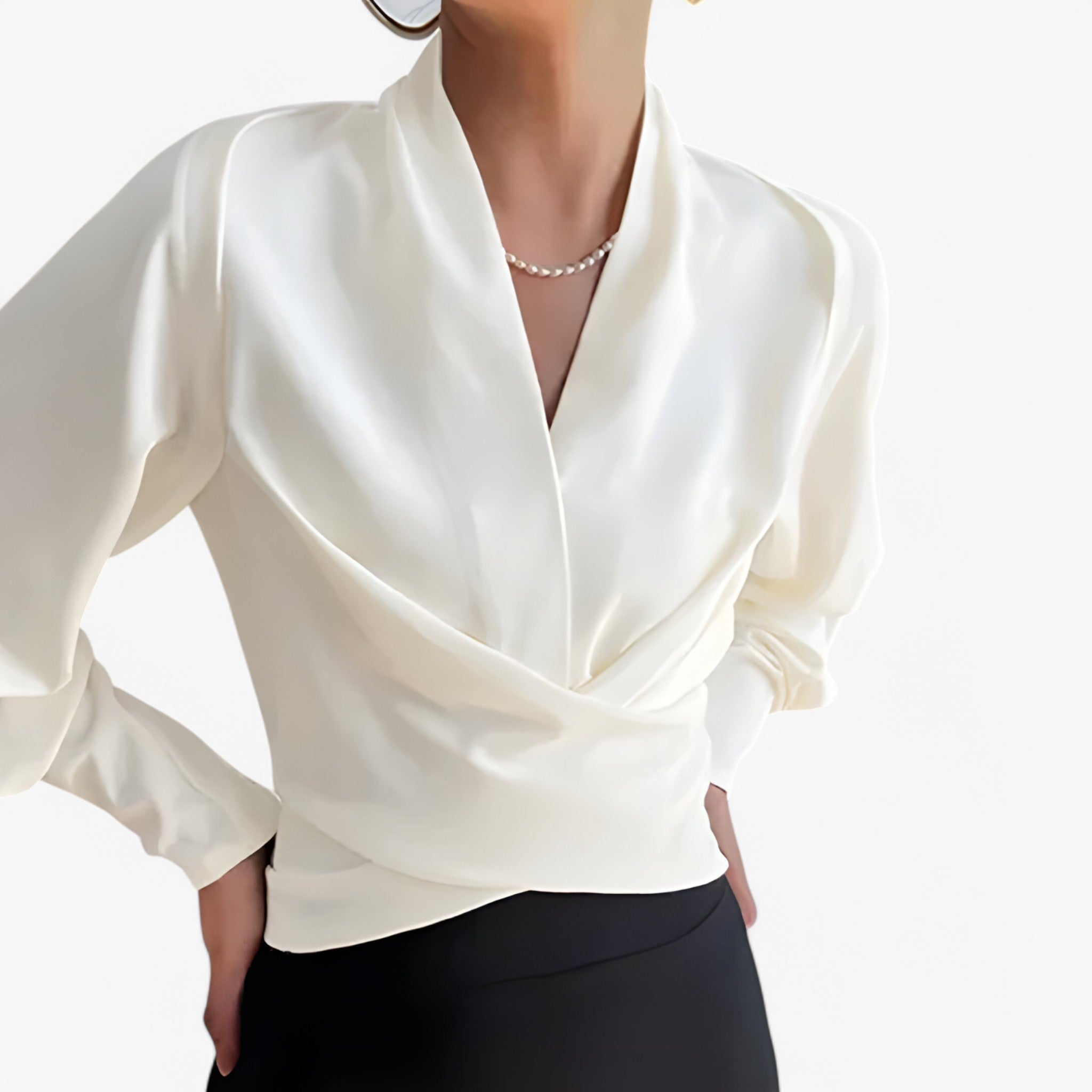 Bella | Blusa in Satin - Bianco - dames sale women - Concept Palermo