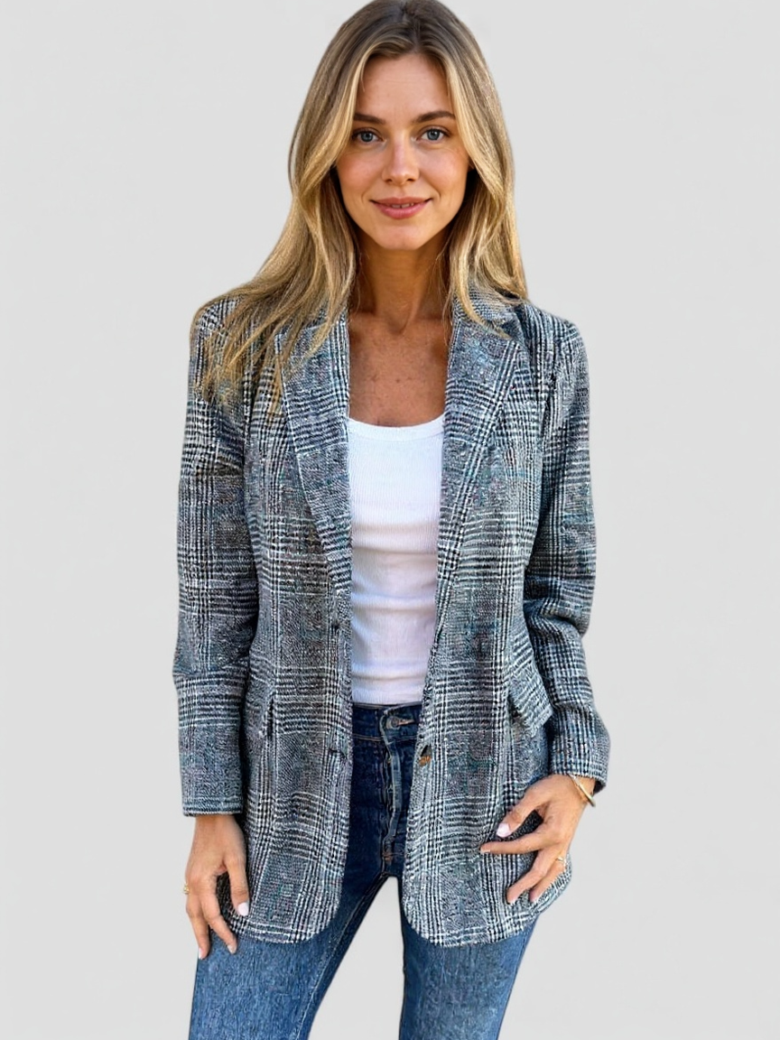 Quin | Blazer Casual a Quadri con Revers - - abbigliamento casual blazer a quadri blazer casual blazer con revers blazer estate blazer poliestere blazer uomo fashion blazer giacca a quadri giacca elegante giacca leggera giacca moda look casual - Concept Palermo