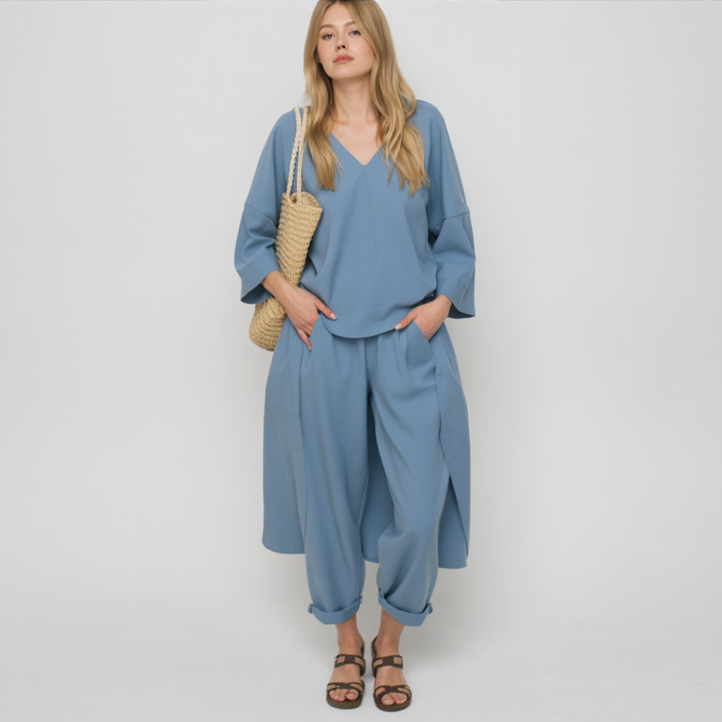 Lara | Completo Donna Elegante a Due Pezzi - - abbigliamento chic abbigliamento leggero completo elegante completo estivo fashion femminile moda curvy outfit versatili set a due pezzi stile casual stile formale - Concept Palermo