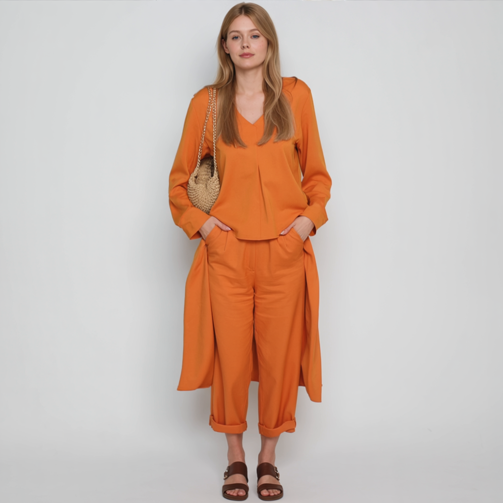 Lara | Completo Donna Elegante a Due Pezzi - - abbigliamento chic abbigliamento leggero completo elegante completo estivo fashion femminile moda curvy outfit versatili set a due pezzi stile casual stile formale - Concept Palermo