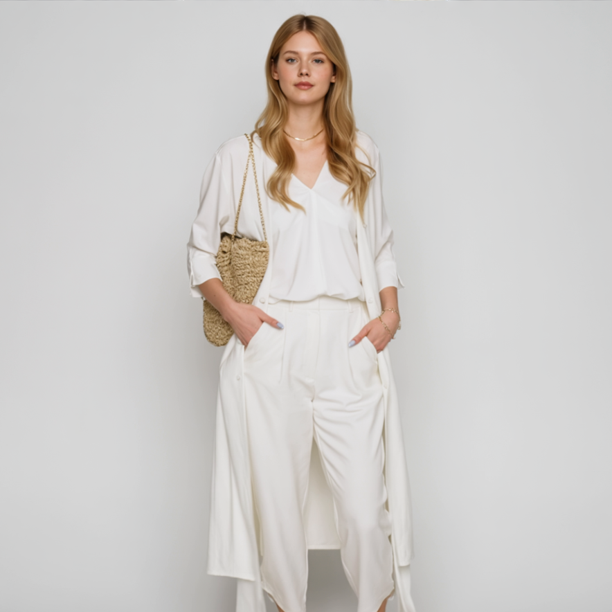 Lara | Completo Donna Elegante a Due Pezzi - - abbigliamento chic abbigliamento leggero completo elegante completo estivo fashion femminile moda curvy outfit versatili set a due pezzi stile casual stile formale - Concept Palermo