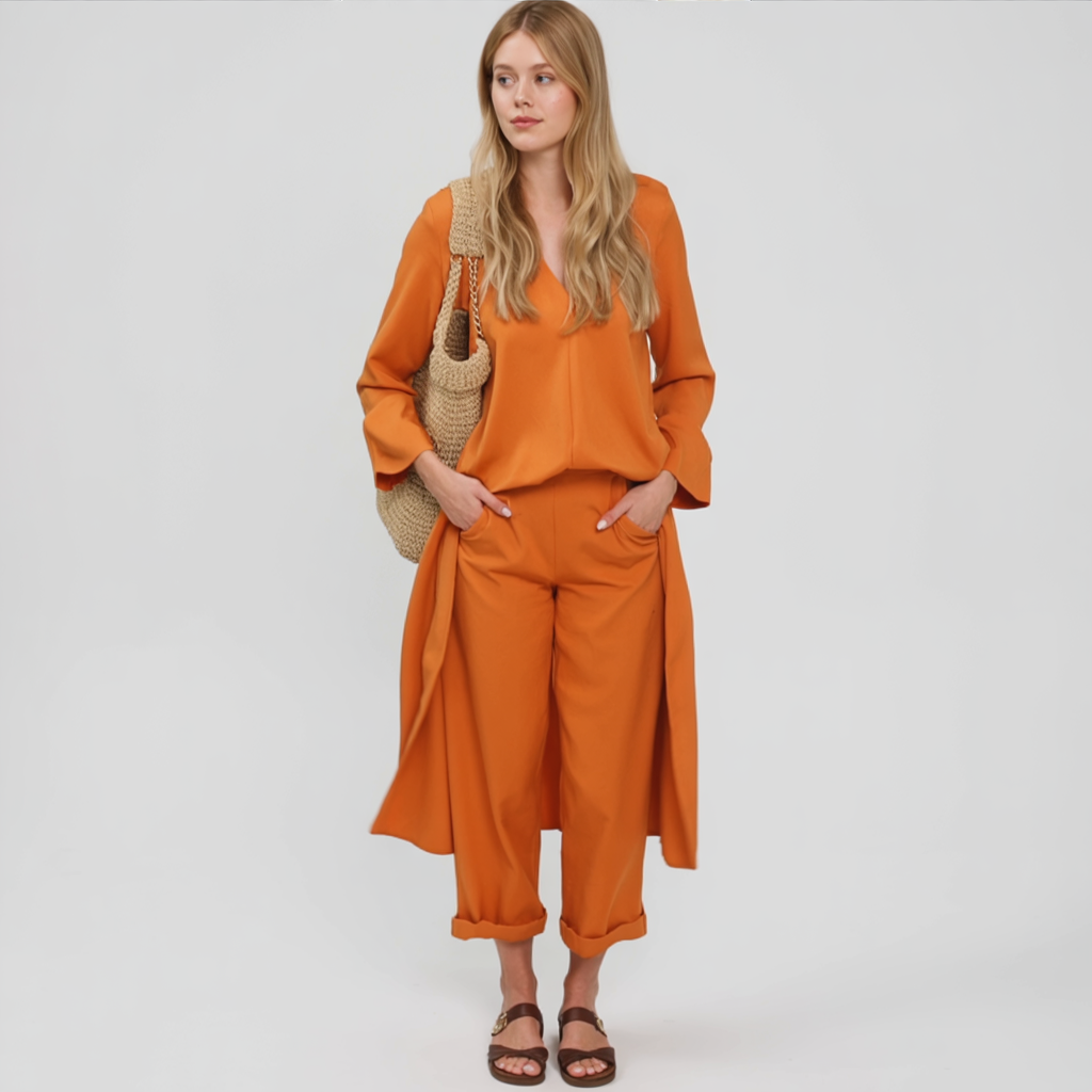 Lara | Completo Donna Elegante a Due Pezzi - - abbigliamento chic abbigliamento leggero completo elegante completo estivo fashion femminile moda curvy outfit versatili set a due pezzi stile casual stile formale - Concept Palermo