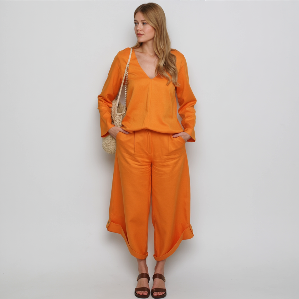 Lara | Completo Donna Elegante a Due Pezzi - - abbigliamento chic abbigliamento leggero completo elegante completo estivo fashion femminile moda curvy outfit versatili set a due pezzi stile casual stile formale - Concept Palermo