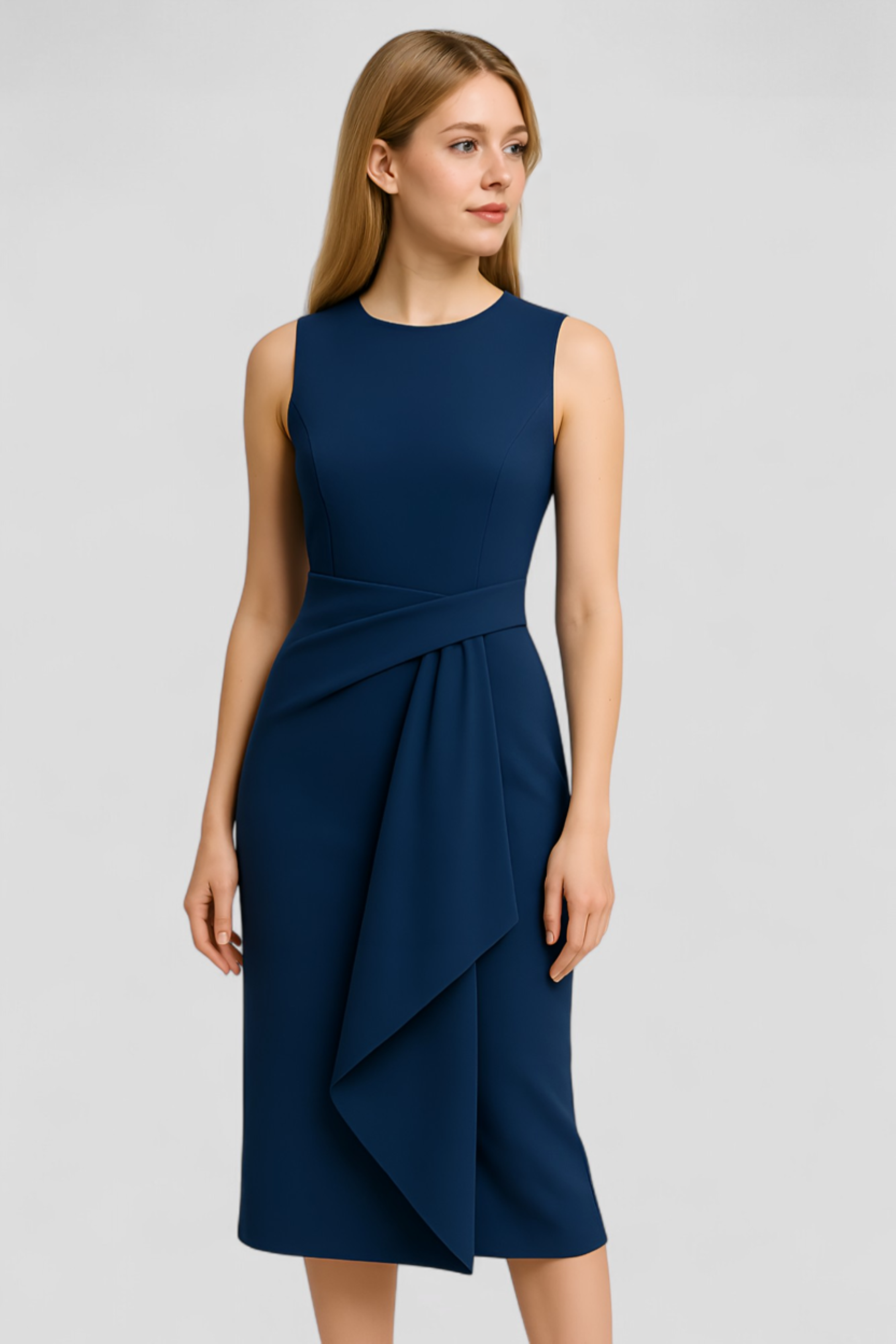 Arica | Vestito Elegante da Donna - - abito da sera abito plissettato fashion femminile moda donna scollo rotondo tessuto elasticizzato vestito elegante vestito elegante da donna vestito estivo vestito slim-fit - Concept Palermo