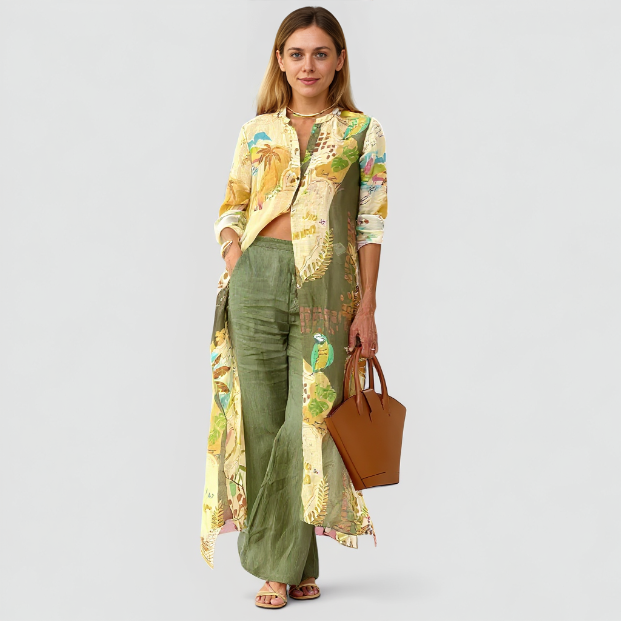 Delfina | Completo Donna Elegante in Lino Estivo - - abbigliamento estivo abiti senza maniche abito in lino completo elegante design asimmetrico finale sofisticato linotipo moda estiva outfit chic vestibilità ampia - Concept Palermo