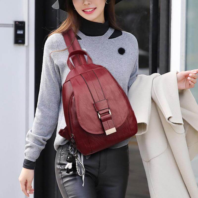 Veala | Zaino in pelle elegante e chic - Borgogna - Backpacks women's backpack - Concept Palermo