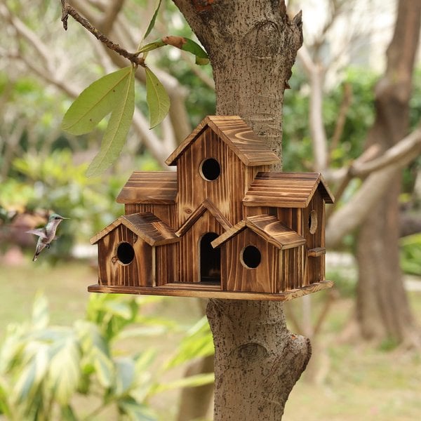 Casetta per uccelli fatta a mano con 6 fori - - new_for_google - Concept Palermo