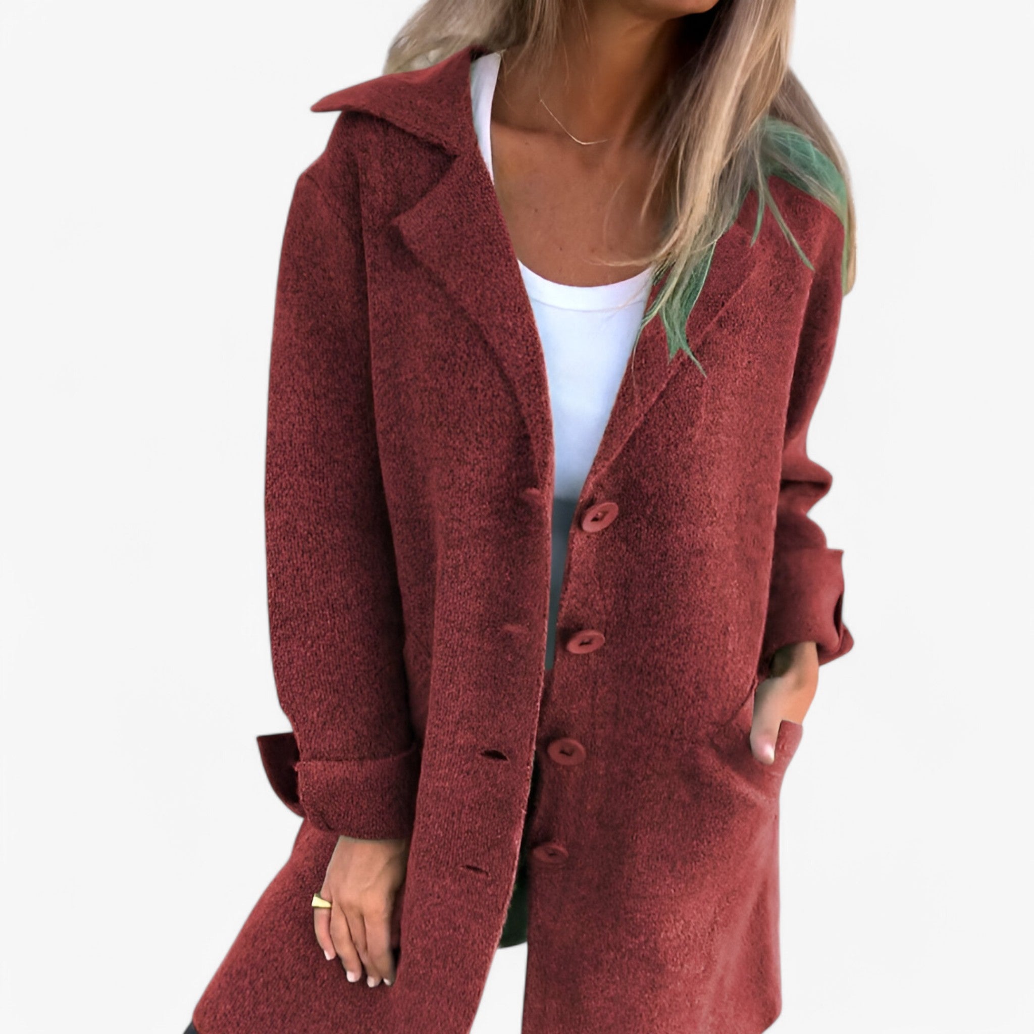 Milena | Giacca di lana - Alla moda e calda - Rosso - blazer Coat WOMEN - Concept Palermo