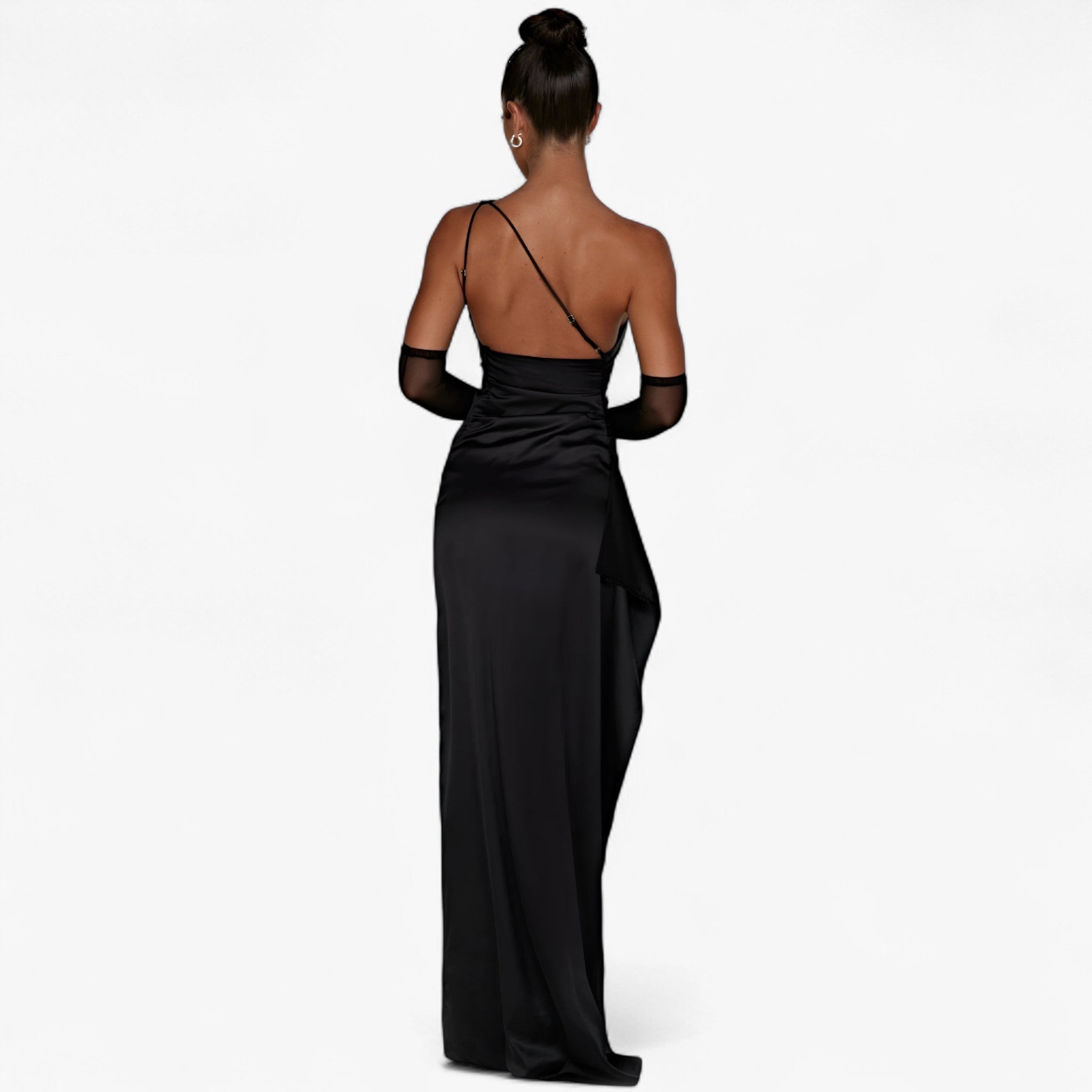 Isolde – Abito da Sera Elegante in Satin, Asimmetrico con Spacco Alto - - DRESS Dresses female dress - Concept Palermo