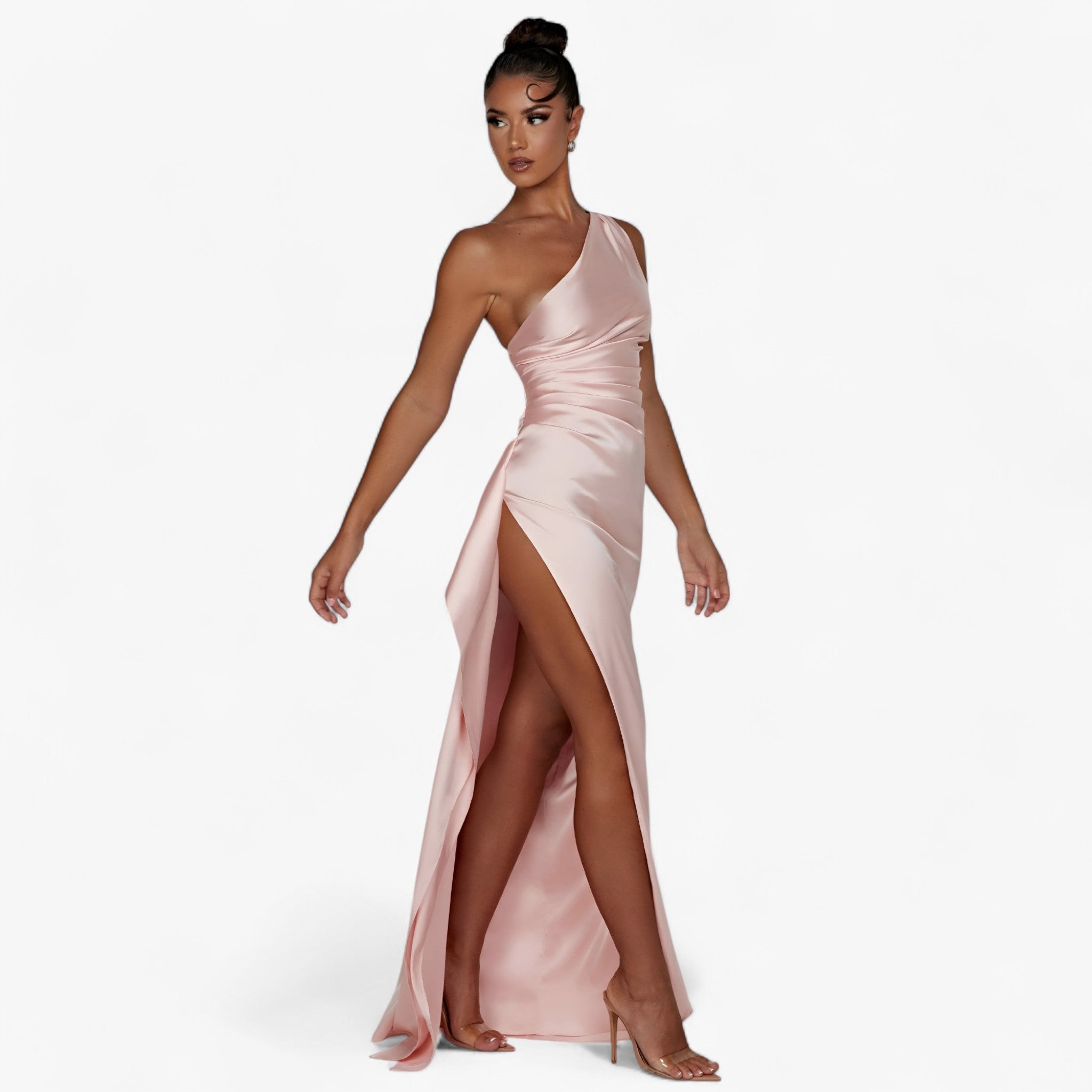 Isolde – Abito da Sera Elegante in Satin, Asimmetrico con Spacco Alto - - DRESS Dresses female dress - Concept Palermo
