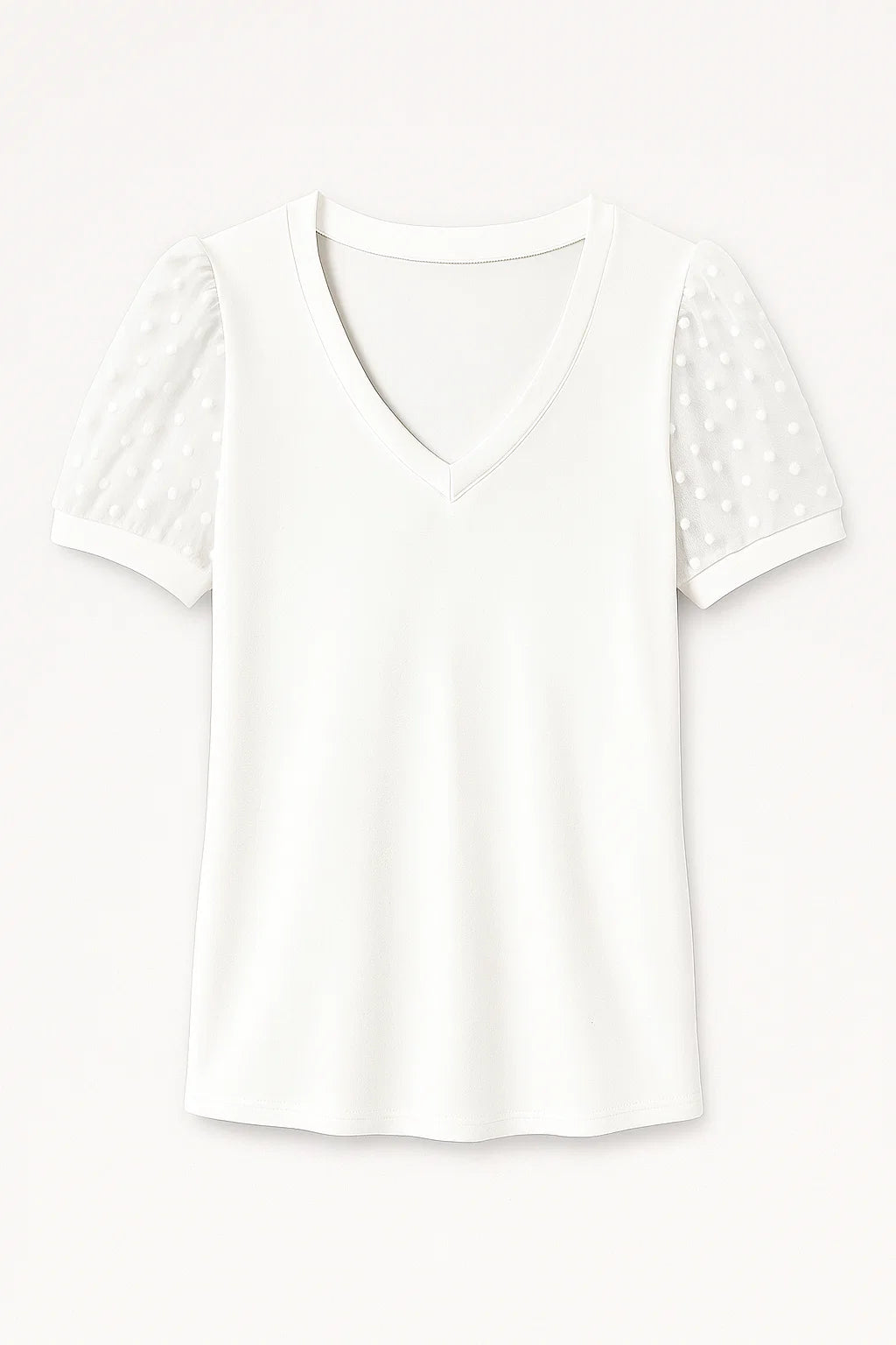 Janne – T-shirt elegante a maniche a sbuffo e scollo a V - Bianco - puff sleeves T-shirts v-neck tshirt - Concept Palermo