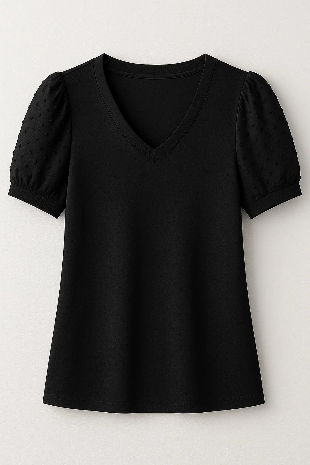 Janne – T-shirt elegante a maniche a sbuffo e scollo a V - Nero - puff sleeves T-shirts v-neck tshirt - Concept Palermo