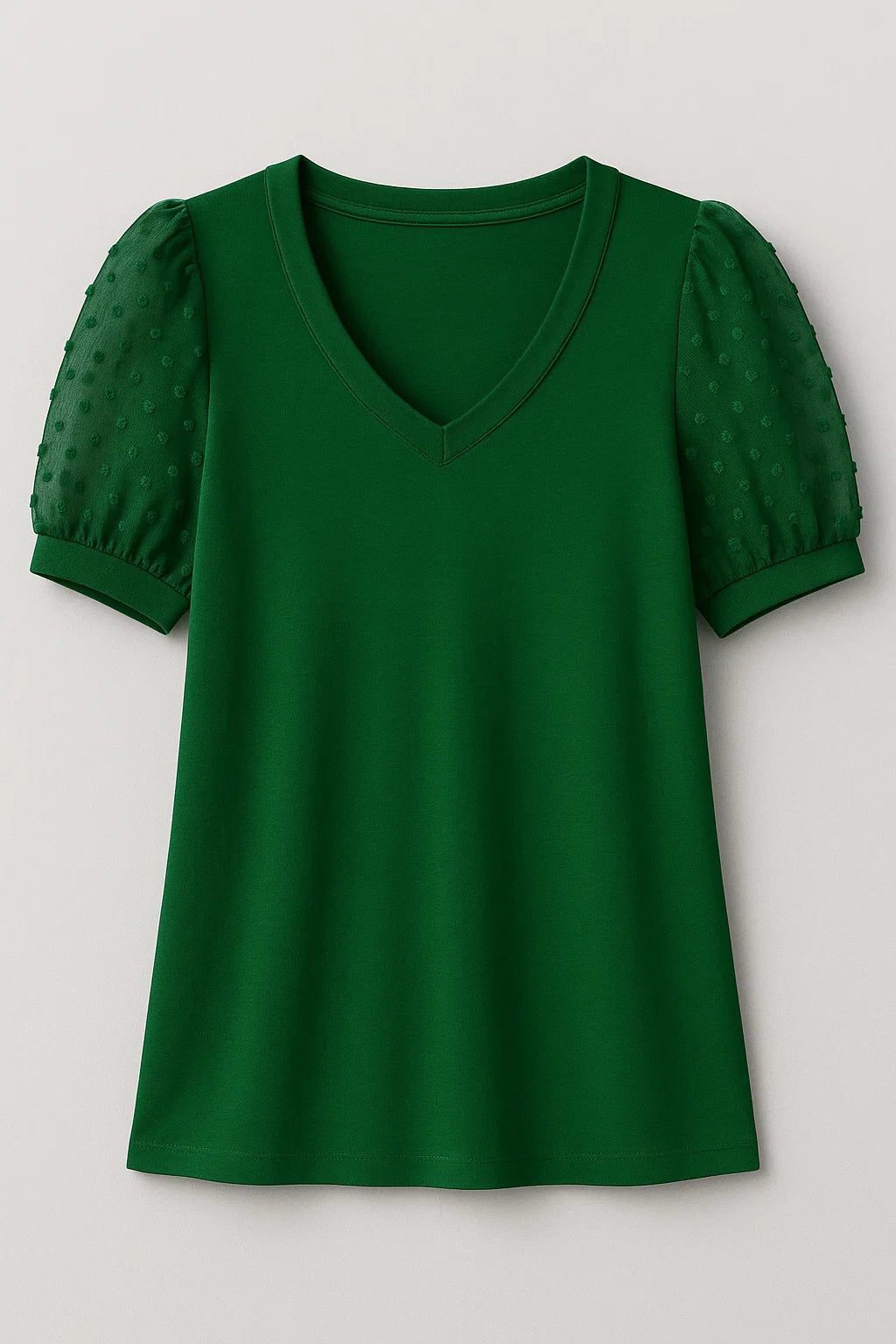 Janne – T-shirt elegante a maniche a sbuffo e scollo a V - Verde - puff sleeves T-shirts v-neck tshirt - Concept Palermo