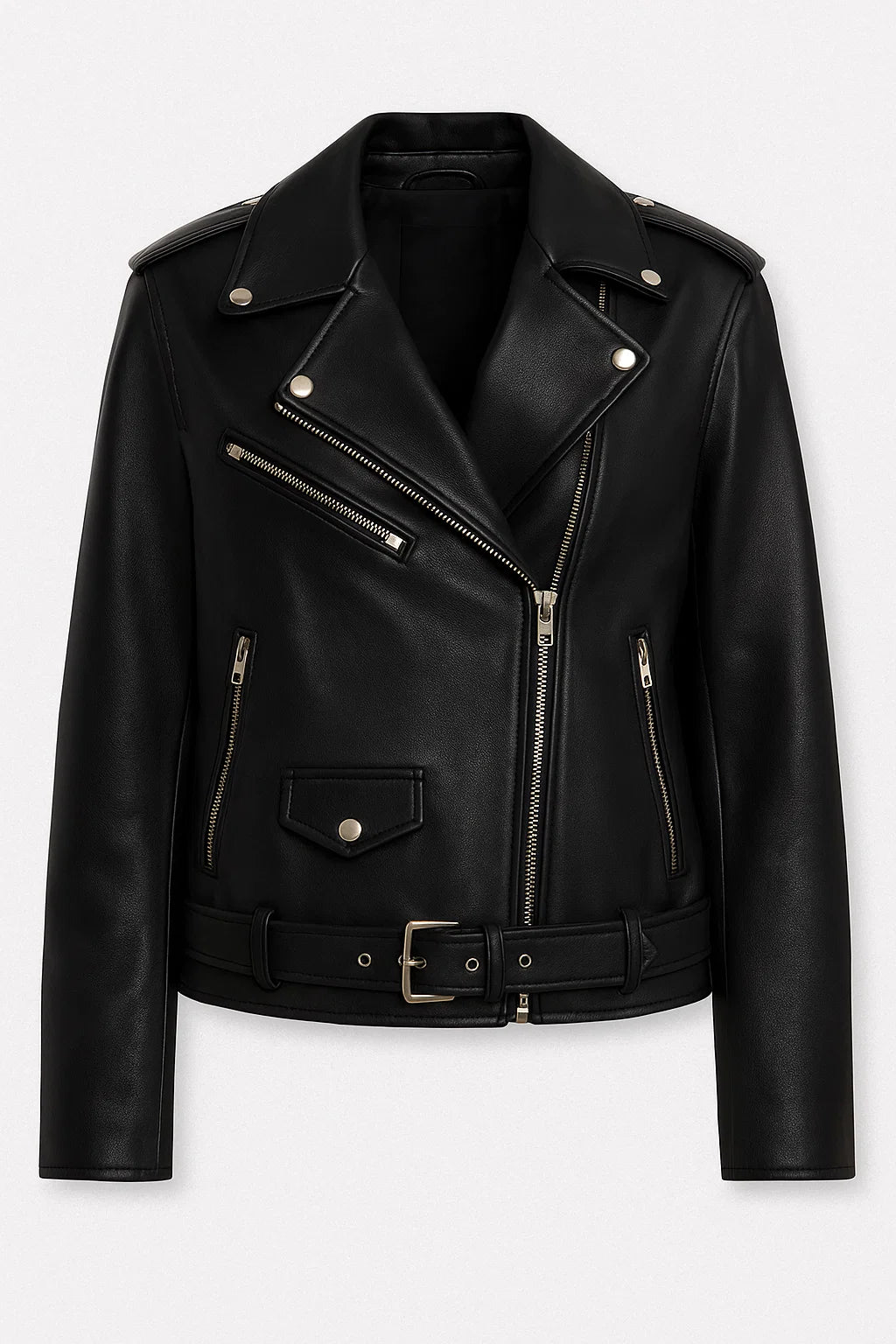 Emilia - Giacca in Vera Pelle Vegana - Nero - leather jacket women leather jacket - Concept Palermo
