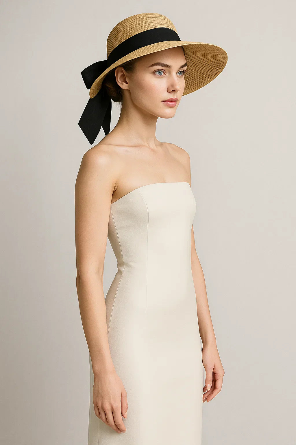 Amara | Cappello di paglia con ampio bordo e nastro nero - - fashion summer hat sun hat women womens hat - Concept Palermo