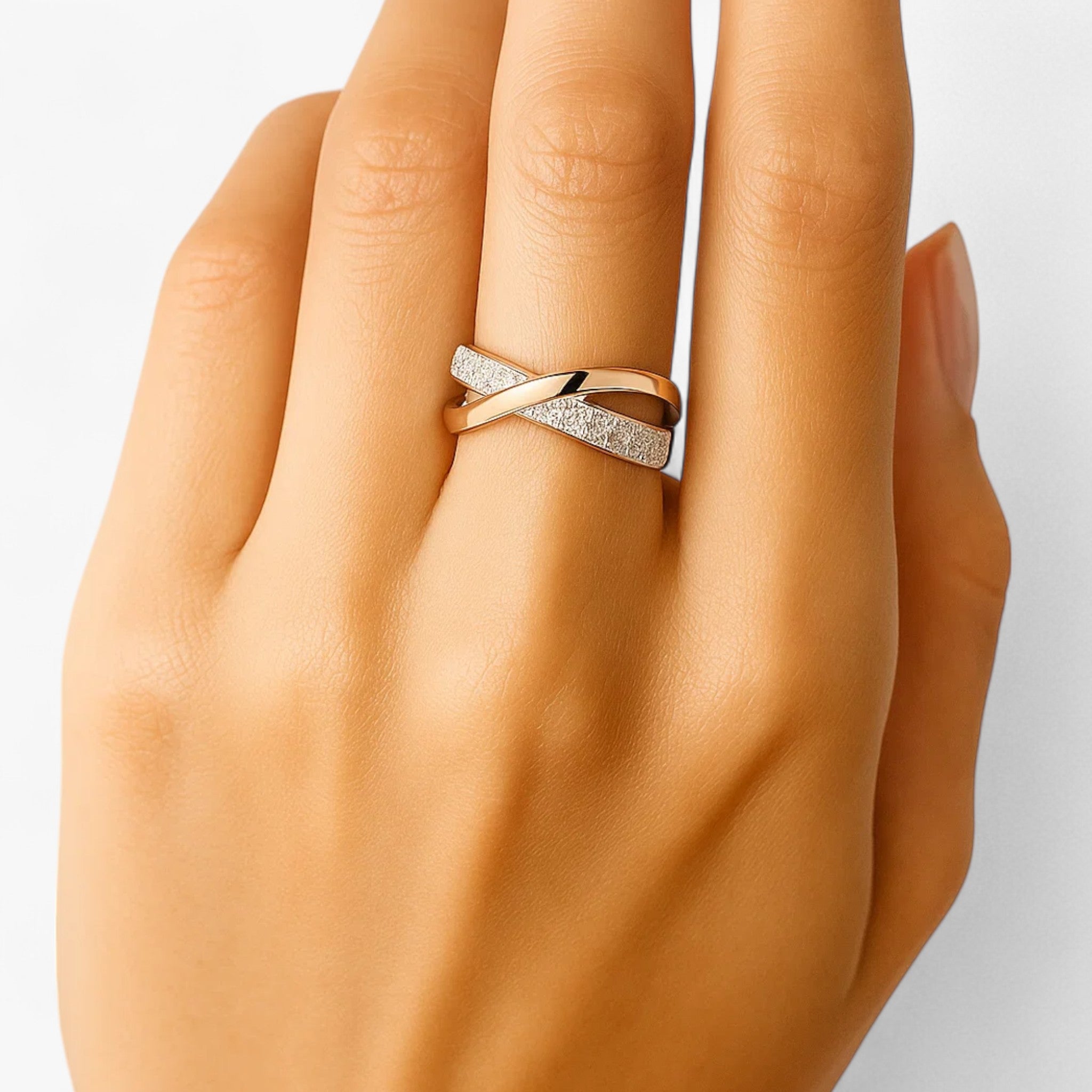 XENIA | Anello incrociato bicolore - Stile alla moda - - gift Gifts for women Rings Women womens fashion womens ring - Concept Palermo