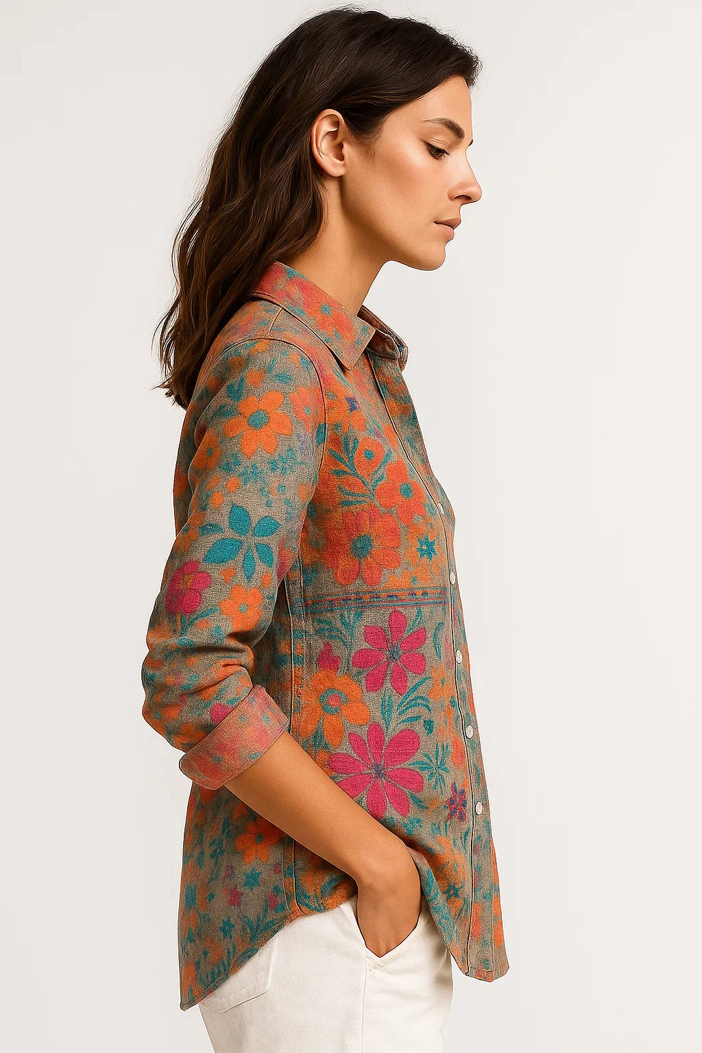 Lucia – Camicia bohémien leggera e colorata con bottoni - - casual polo longsleeve polo polo polo shirt for women - Concept Palermo