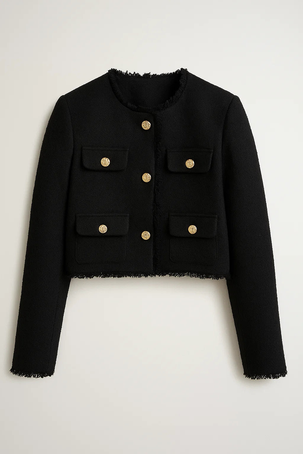 Alayna | Giacca corta in tweed - Struttura elegante per l'autunno - Nero - cotton jacket fur jacket jacket Jacket women Jackets & Coats leather jacket Winter jacket women - Concept Palermo