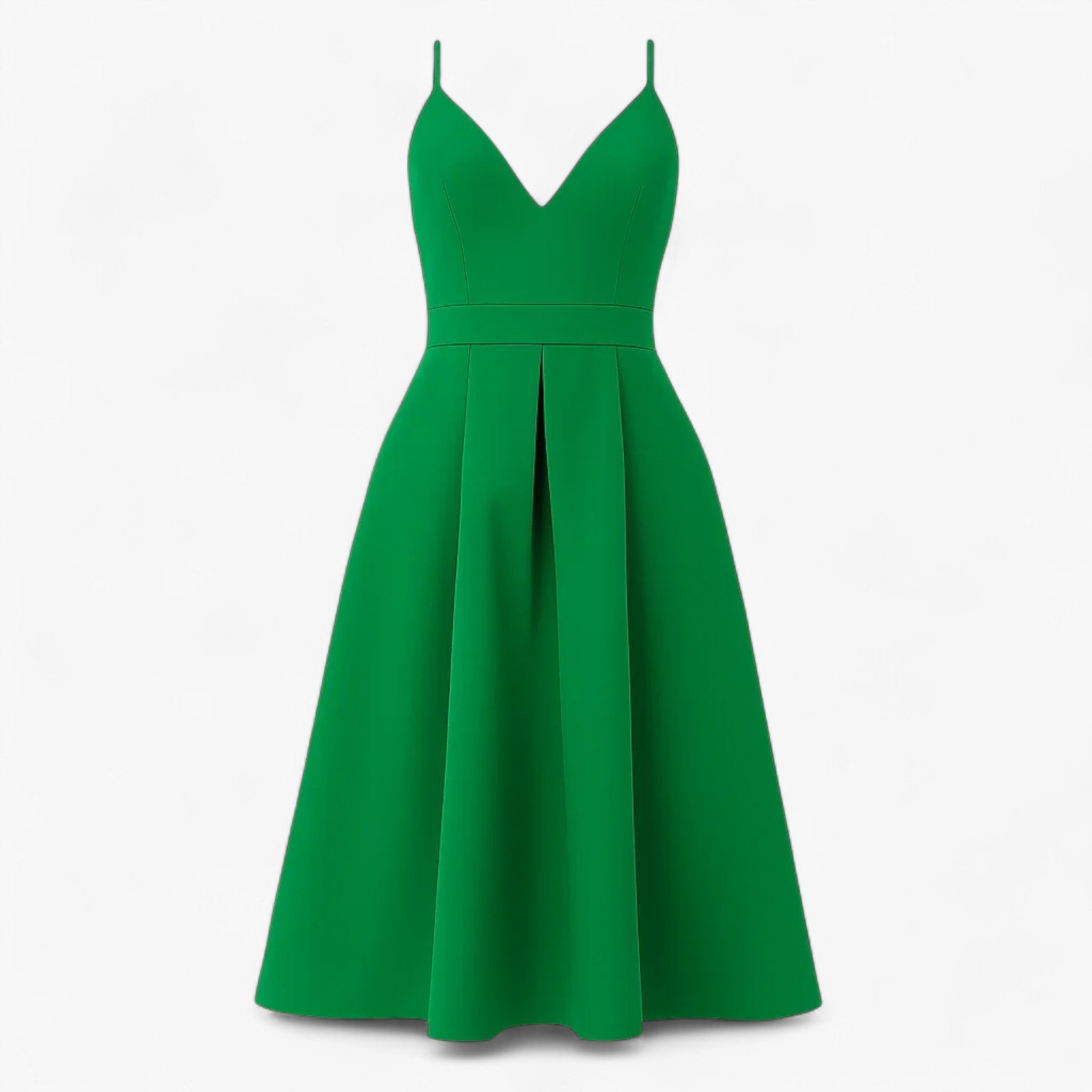 Camellia | Abito Lungo Elegante con Scollo a V - Verde - abito con spacco abito in raso abito lungo abito scollo a V abito senza maniche abito sexy elegante abito fashion abito donna vestito da cerimonia vestito per occasioni speciali - Concept Palermo