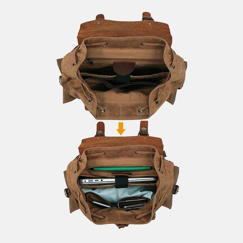 Zaino per laptop RetroRider in tela e pelle - - Backpacks - Concept Palermo