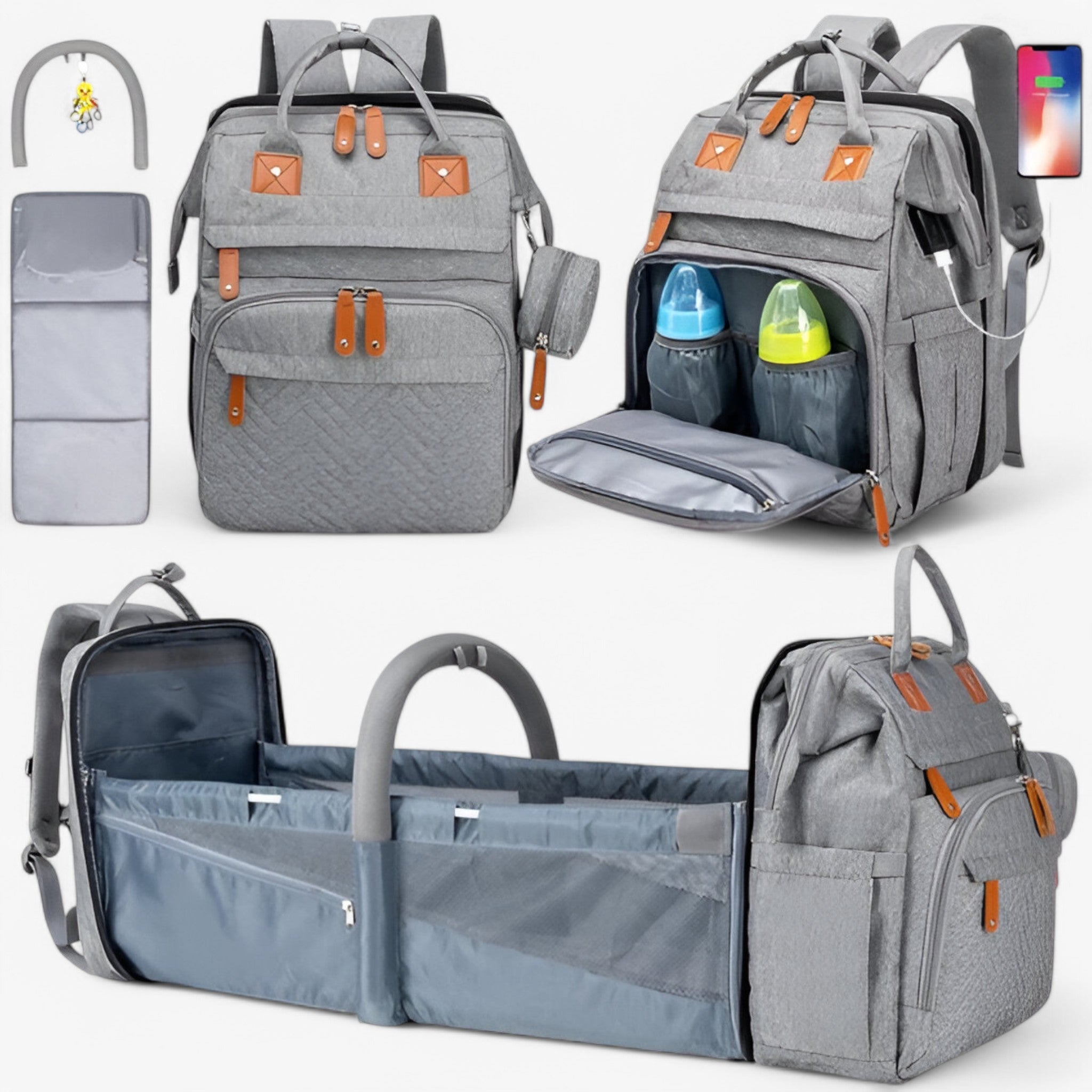 Emma | Zaino per bambini con fasciatoio - Grigio Chiaro - Backpacks Bags - Concept Palermo