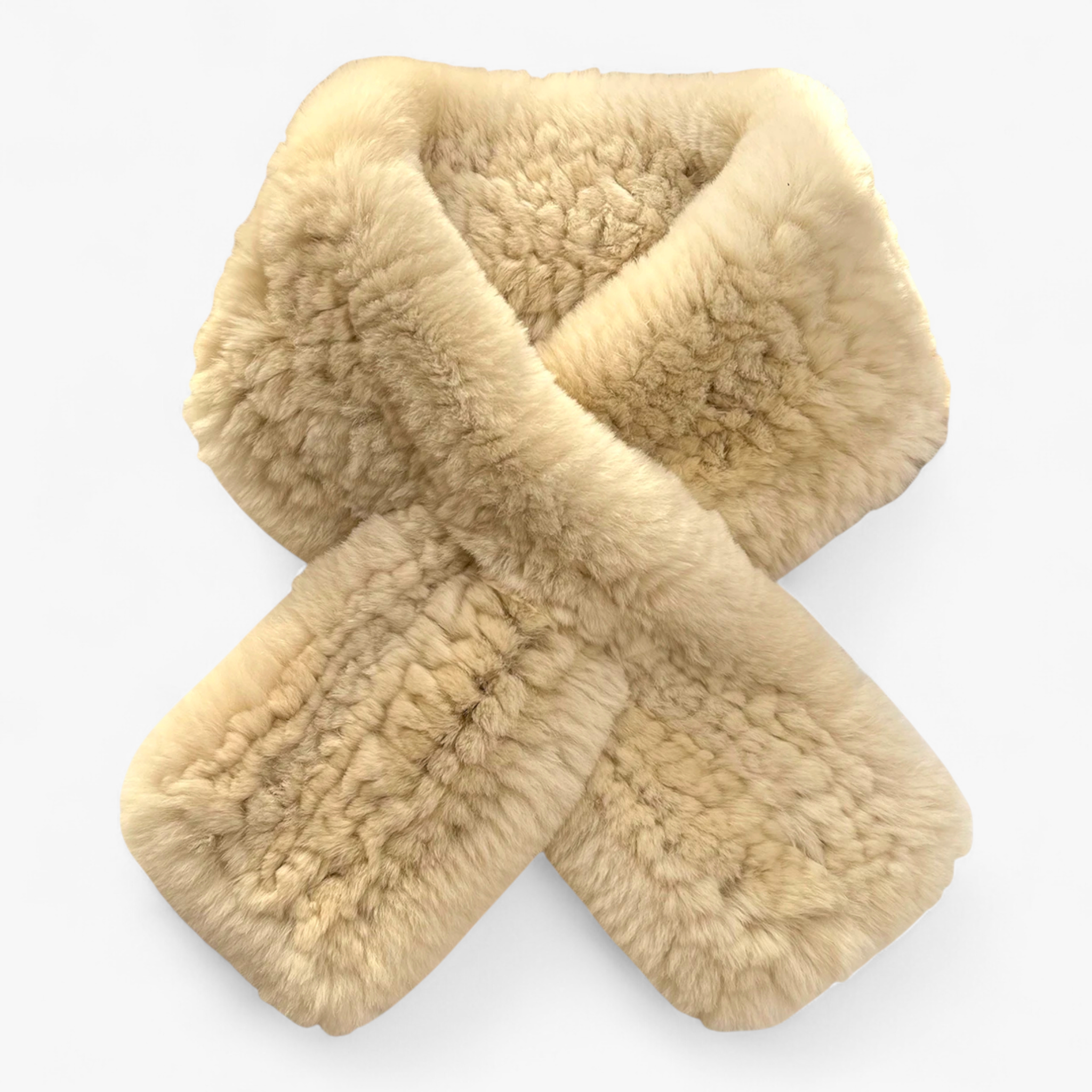 Arabella | Sciarpa di Pelliccia per Donne Elegante - Beige Lunghezza 88cm - accessorio elegante moda invernale pelliccia di coniglio rex sciarpa calda sciarpa corta sciarpa di lusso sciarpa di pelliccia sciarpa invernale sciarpa naturale - Concept Palermo