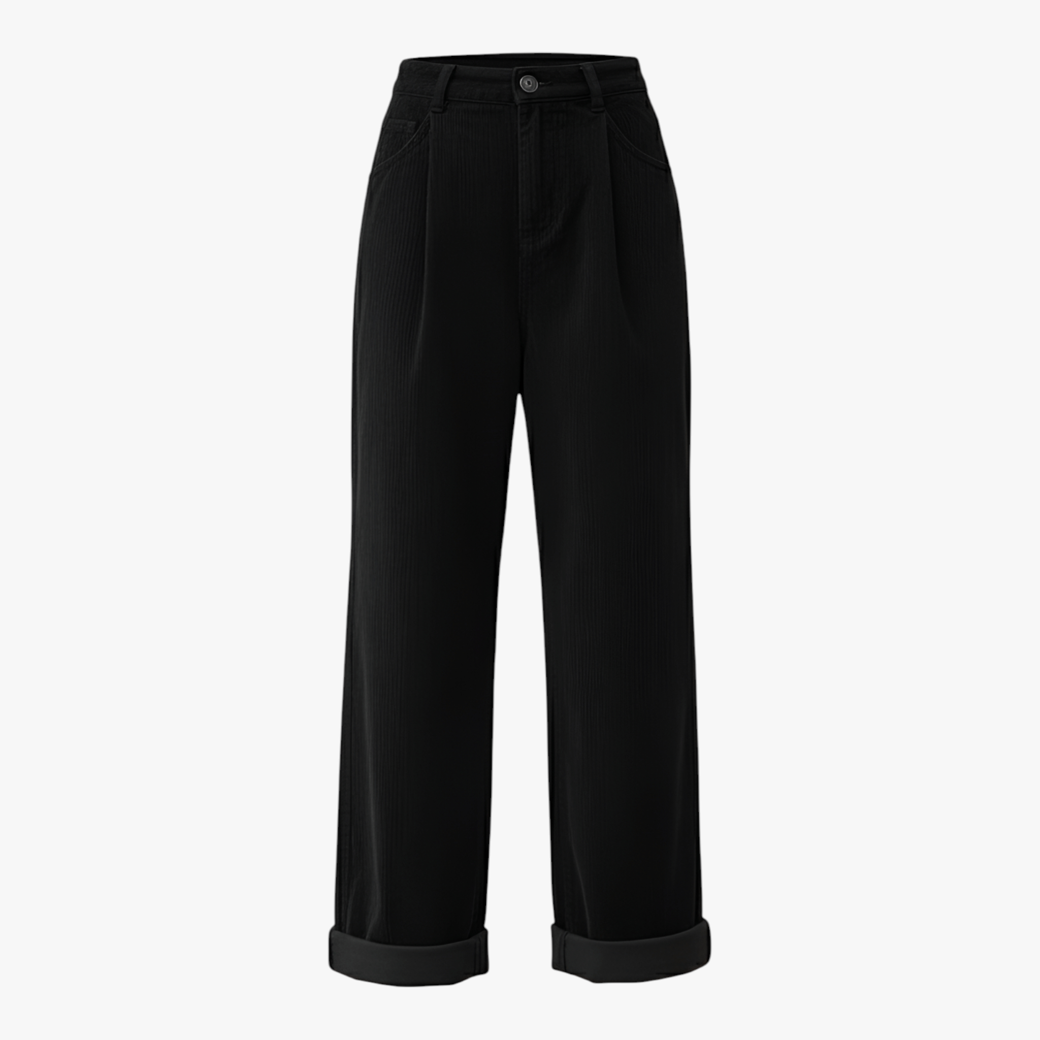 Rosabella | Pantaloni Donna Vintage Vita Alta Eleganti - Nero - abbigliamento casual pantaloni alta vita pantaloni cinque tasche pantaloni donna pantaloni eleganti pantaloni in corda stile versatile - Concept Palermo