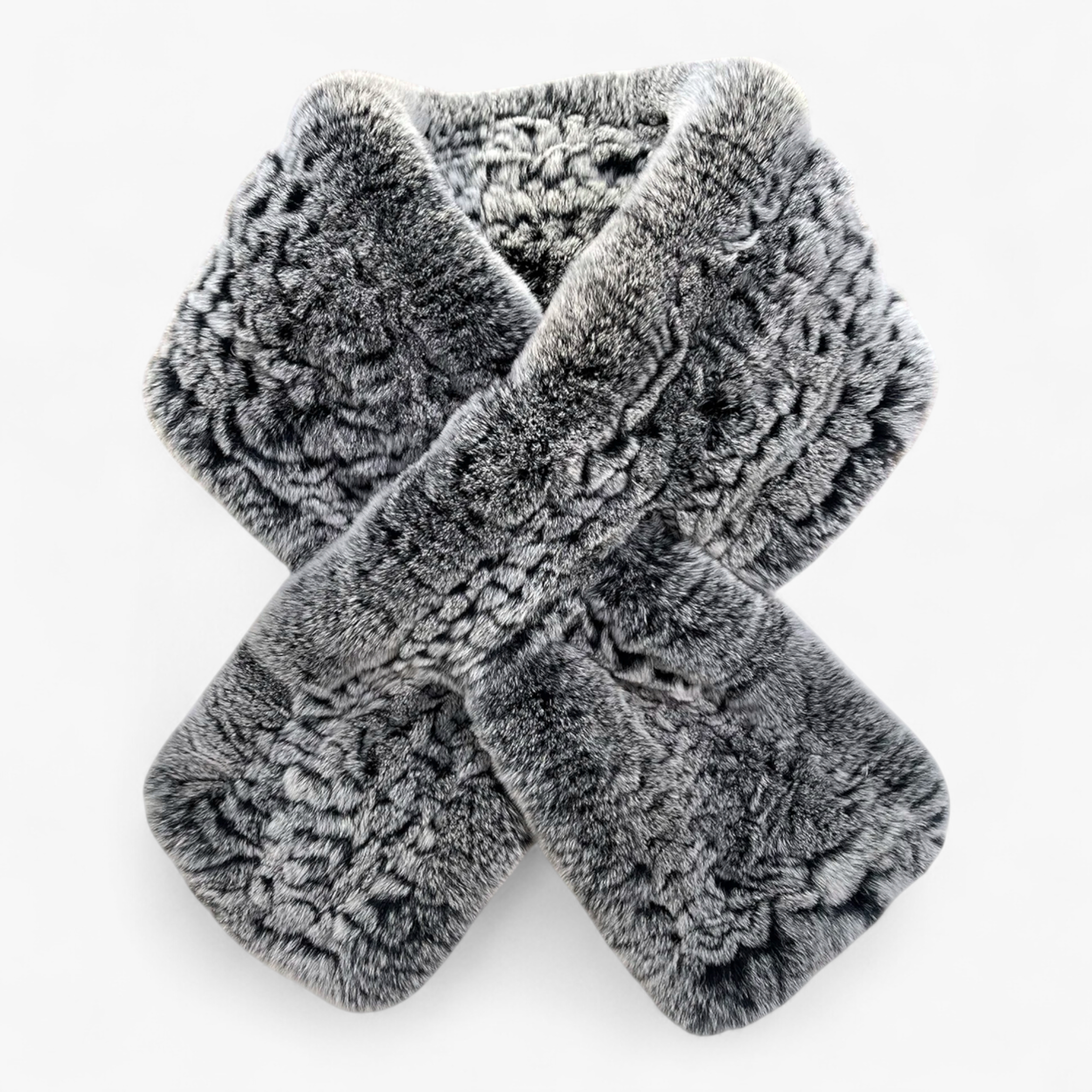 Arabella | Sciarpa di Pelliccia per Donne Elegante - Nero Ghiaccio Lunghezza 88cm - accessorio elegante moda invernale pelliccia di coniglio rex sciarpa calda sciarpa corta sciarpa di lusso sciarpa di pelliccia sciarpa invernale sciarpa naturale - Concept Palermo
