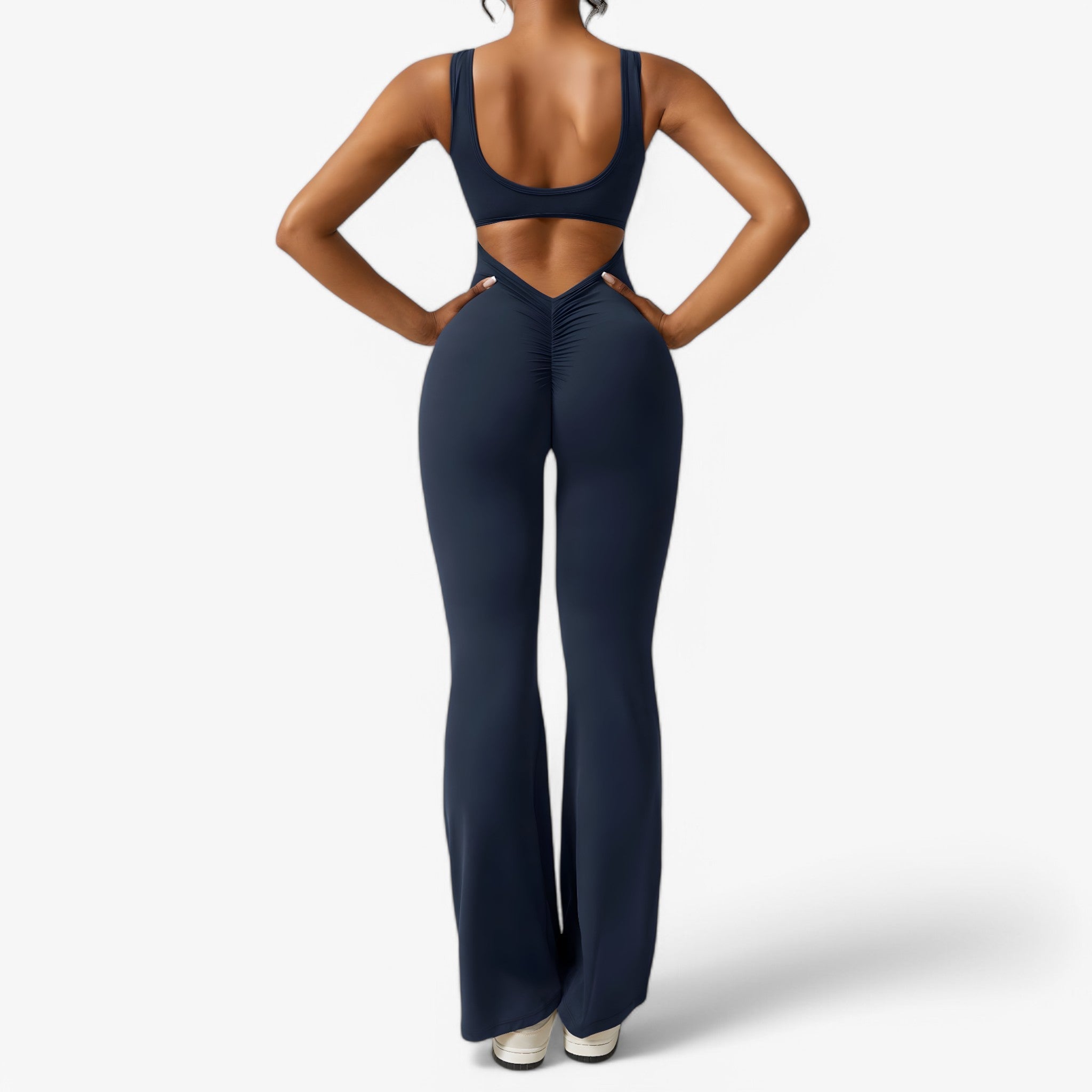 Olga - Jumpsuit V-scollo Udligende - Blu scuro - Bestsellers Dames Kleding - Concept Palermo