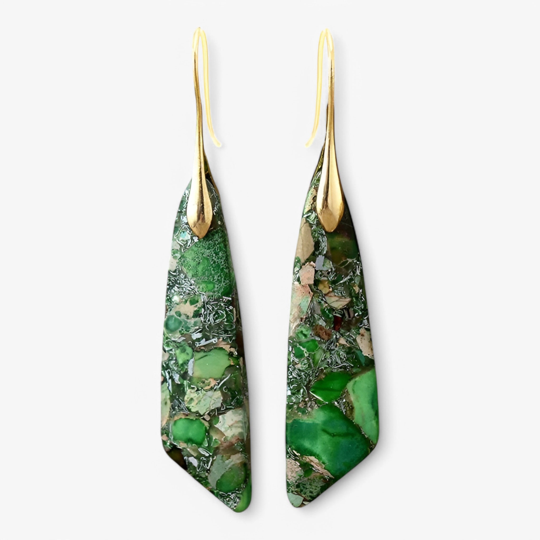 Orecchino geometrico con pietre preziose boeme - Verde - EARRINGS Earrings for Women Girls New Fashion Earrings - Concept Palermo
