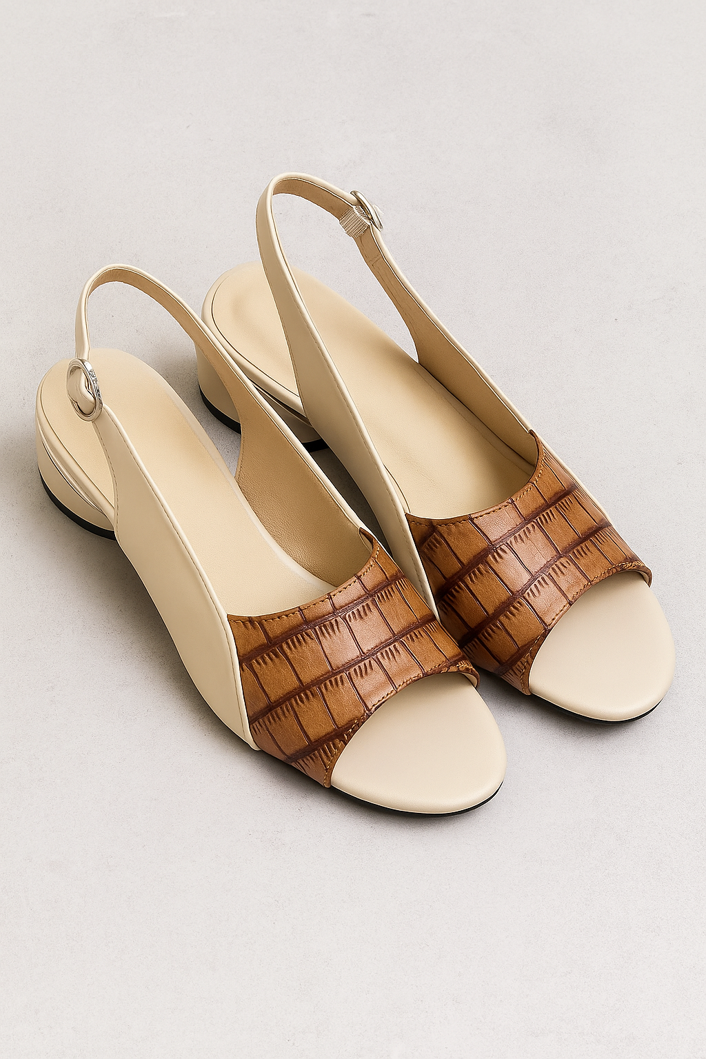 Clara | Eleganti sandali slingback con motivo rettile e tacco blocco - Marrone - Frauen Absätze Gifts for women shoes for women women Womens womens fashion - Concept Palermo