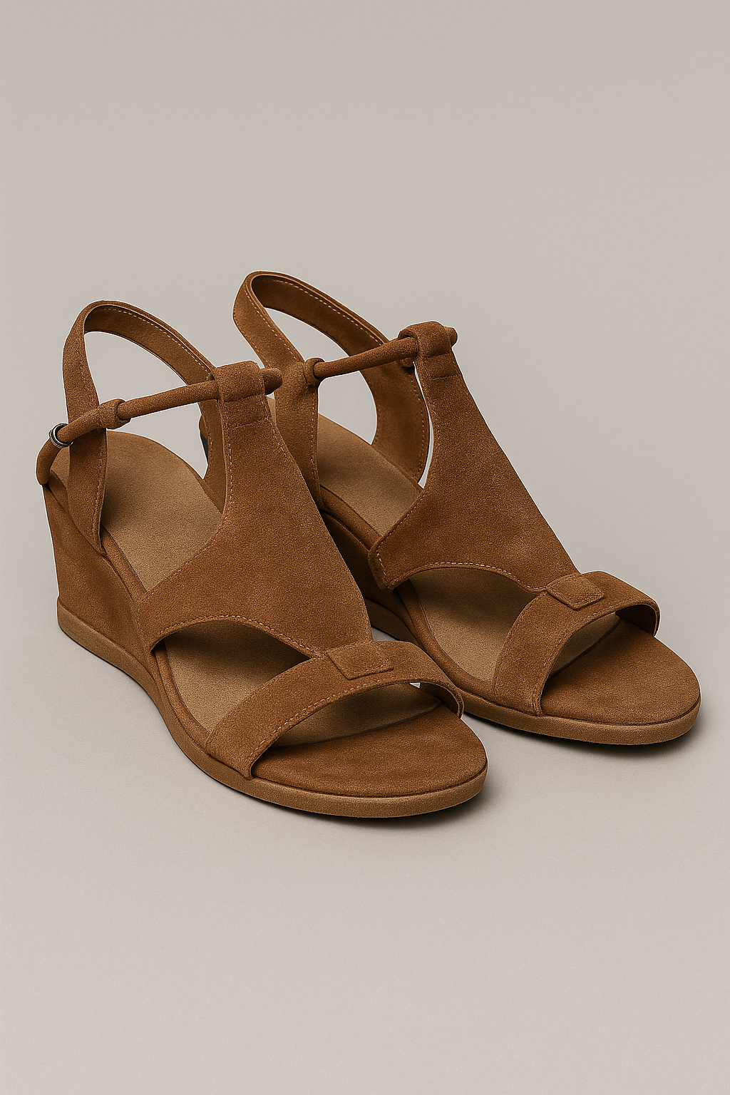 Felce | Sandali con zeppa e cinturino alla caviglia - Marrone - casual sandals fashion Ladies Sandals women Women's Sandals - Concept Palermo