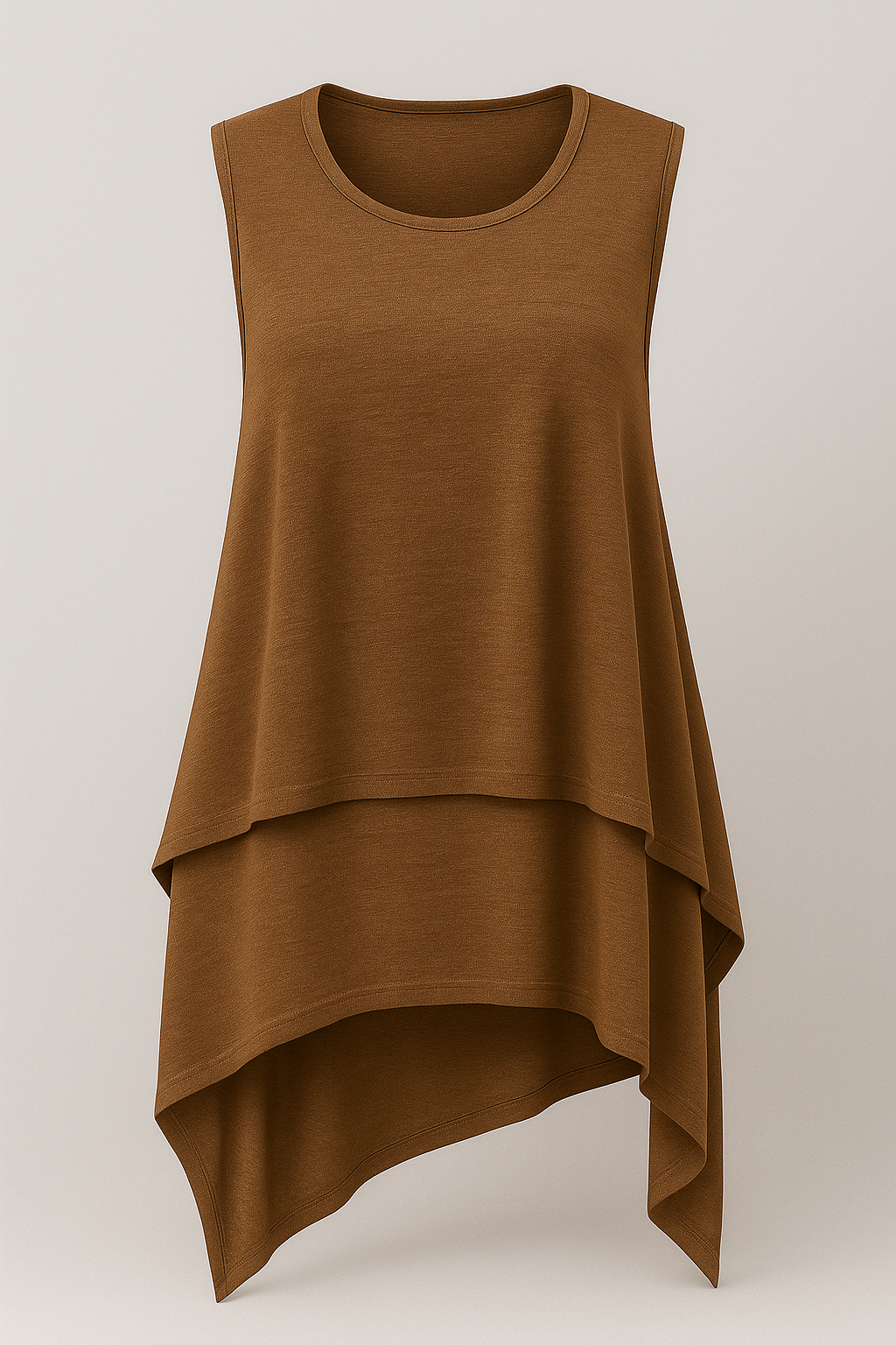 Aria | Top senza maniche asimmetrica fluida - Marrone - - Concept Palermo